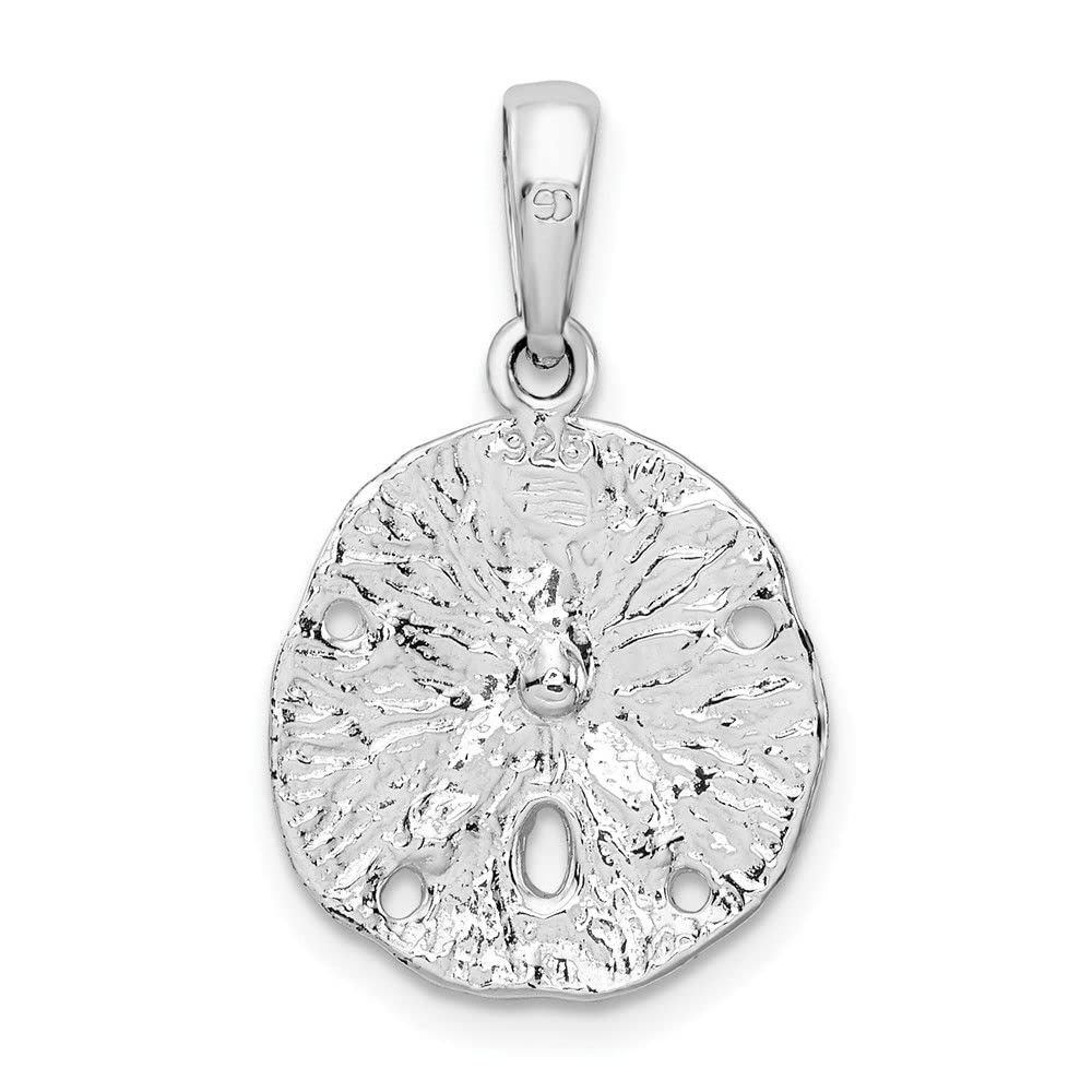 QC10093 Sterling Silver Small Sand Dollar Pendant - Polished & Textured Finish | Perfect for Beach-Themed Jewelry, Gift Giving & Everyday Wear