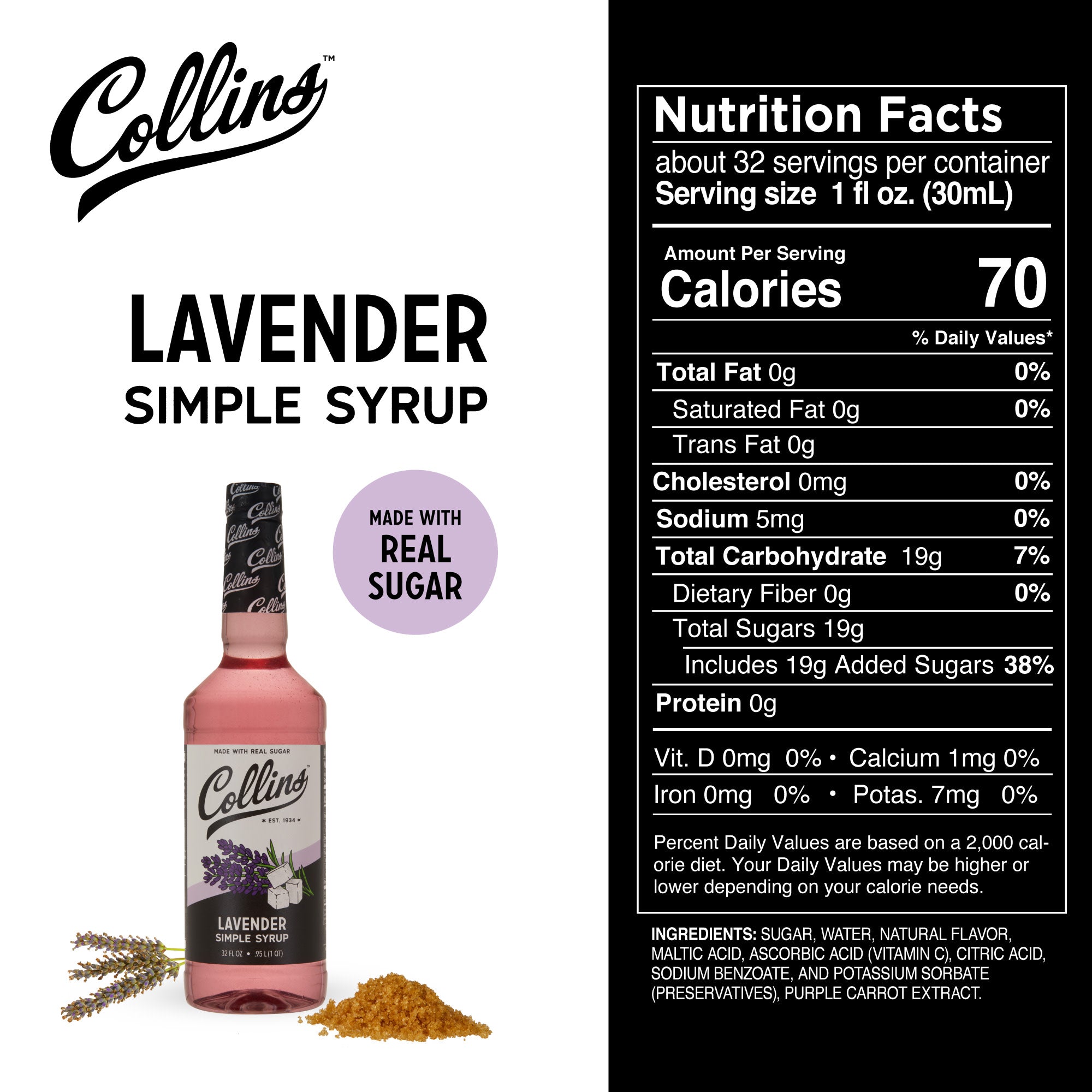 Organic Lavender Syrup 32 oz - Premium Culinary Syrup for Cocktails, Baking, Desserts & Tea - Vegan, Gluten-Free, Non-GMO - Perfect for Home Bar, Coffee Shops & Gift Giving