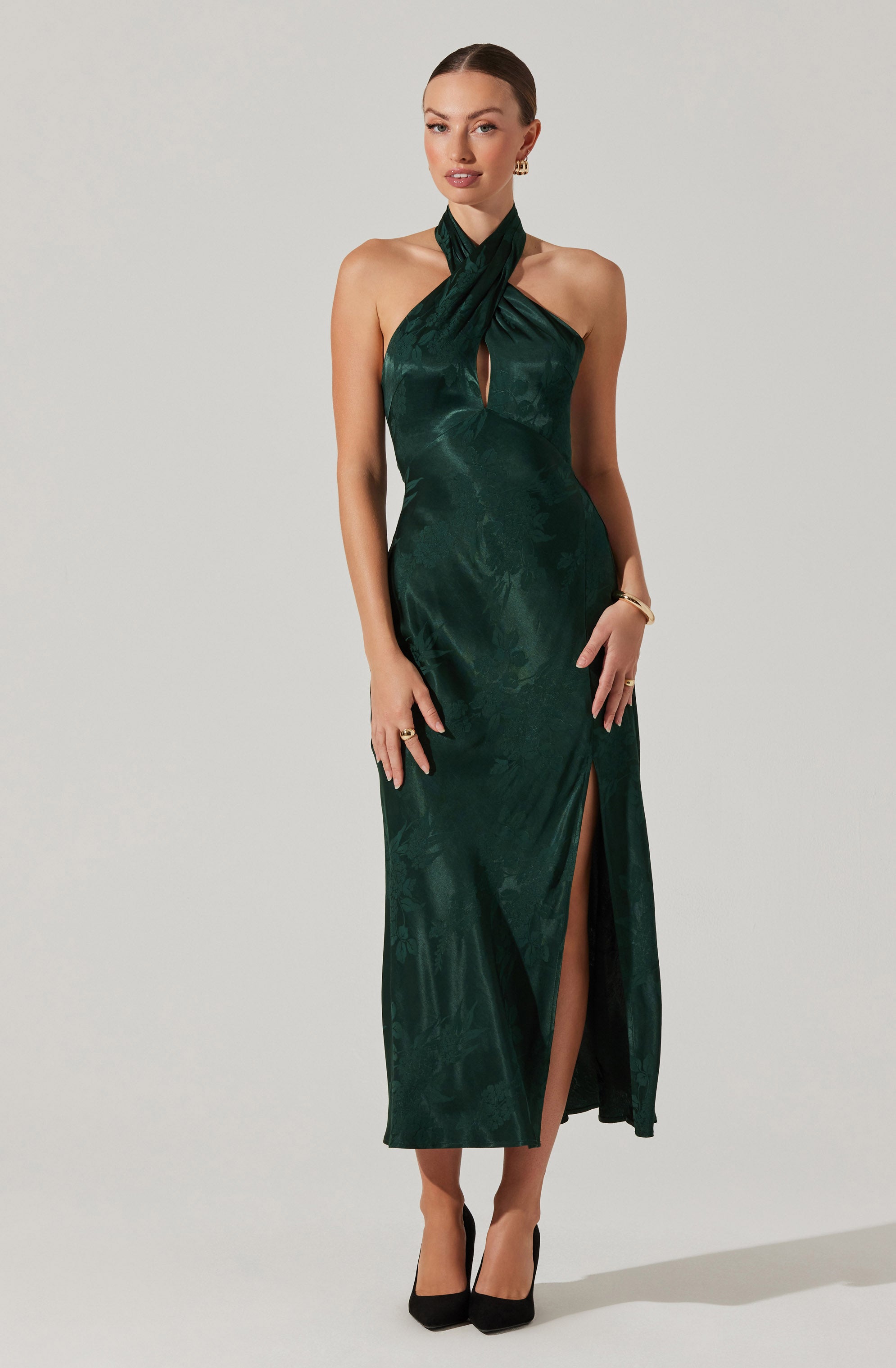 Elegant Marissa Halter Neck Midi Dress for Women - Summer Flowy Party Cocktail Dress - Perfect for Weddings, Date Nights & Special Occasions