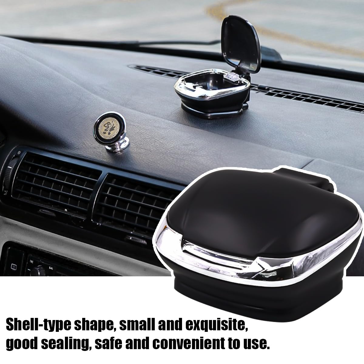 Flame Retardant Car Ashtray with Lid & LED Light - Waterproof Plastic Mini Cigarette Ash Can for Cars, Trucks, SUVs - Universal Vehicle Accessories (Black) | Perfect for Road Trips, Commuting & Smokers On-The-Go