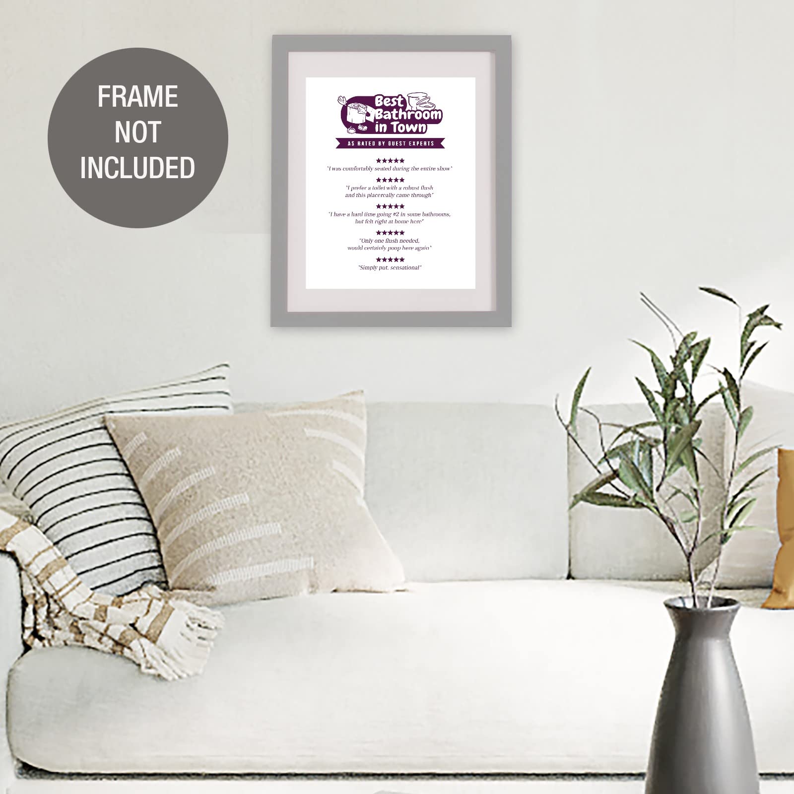 GSM Brands Bathroom Rating Sign - Funny Wall Art Print for Home Decor, Unframed 8x10 Inches on Premium Matte Paper - Perfect for Powder Room, Guest Bathroom & Housewarming Gifts