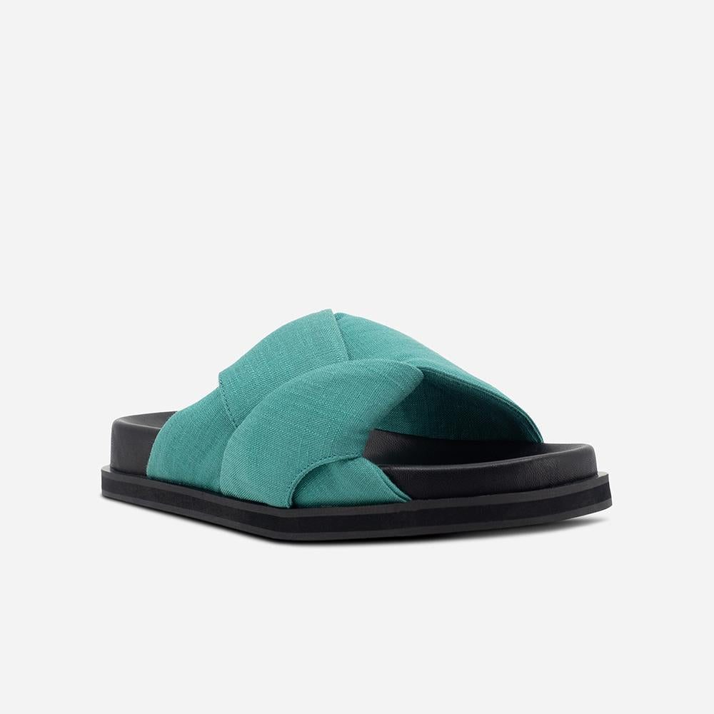 Comfortable Mellow Footbed Sandals in Dark Teal - Perfect for Beach, Pool, and Summer Outdoor Activities