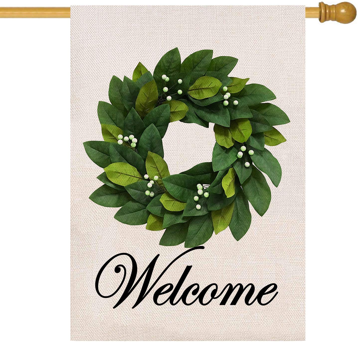 Double Sided Burlap Spring Summer House Flag - 28x40 Inch Magnolia Leaves Welcome Garden Yard Decor for Outdoor Porch, Patio, and Front Door