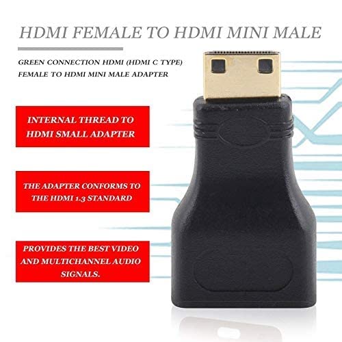 JGD PRODUCTS Mini HDMI Male to Standard HDMI Female Adapter Converter Plug (Black) - HD Video & Audio Signal Converter for Laptop, Camera, Gaming Console - Not Compatible with Mobile Phones