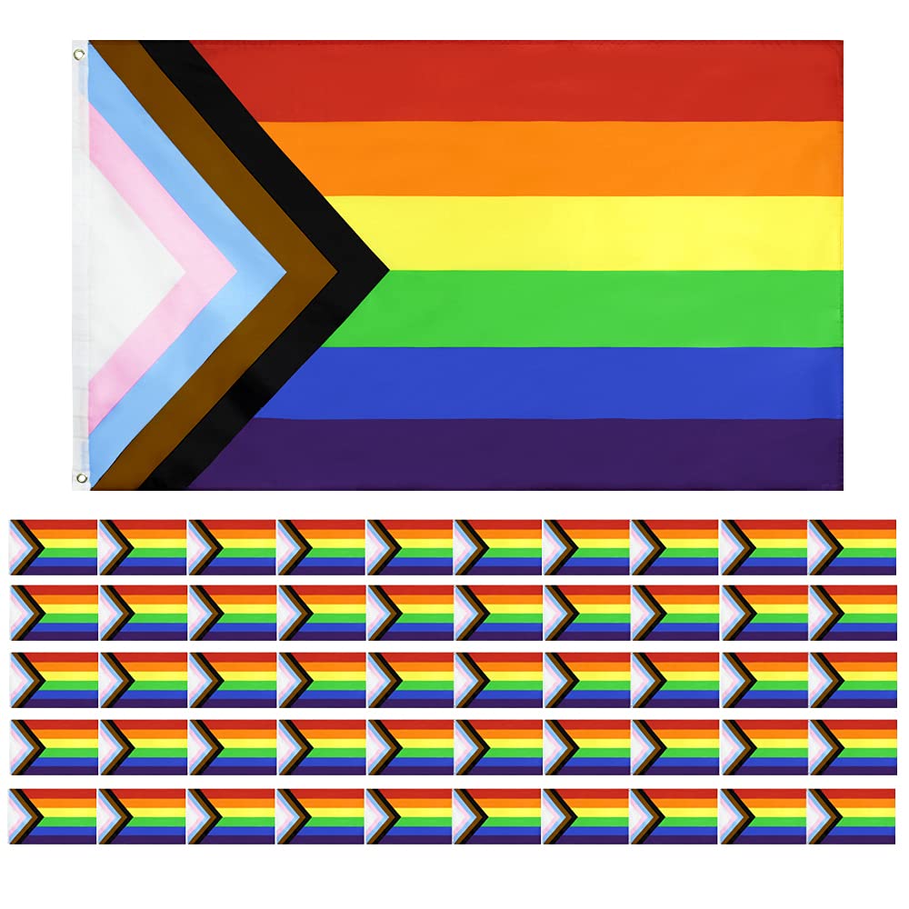50 Pcs Rainbow Pride Flags 3x5 Ft - LGBT Progress Flag for Gay Pride Parades, LGBTQ+ Community Support, Outdoor & Indoor Decor - Wholesale Bulk Pack by Flaglink