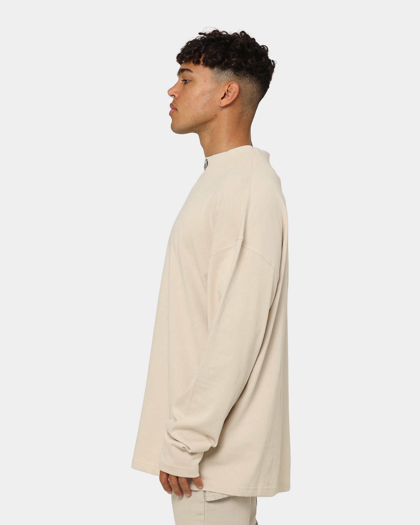 404 High Neck Long Sleeve T-Shirt for Women - Stone Color Slim Fit Basic Top - Perfect for Workout, Yoga, and Casual Wear