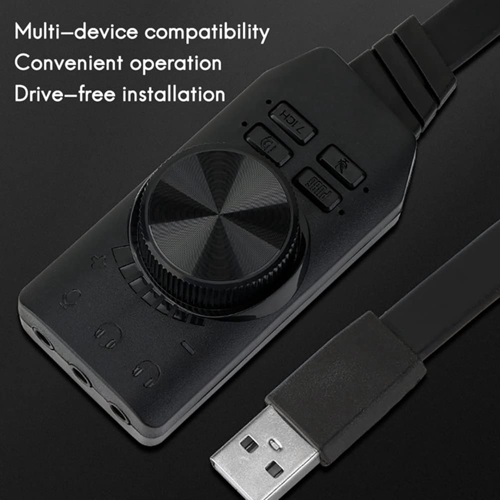 Puooifrty USB 2.0 Sound Card Adapter - External Audio Interface for Microphone & Headset, PC Gaming Sound Card with Plug-and-Play Connectivity | Perfect for Online Gaming, Streaming, Podcasting & Video Conferencing