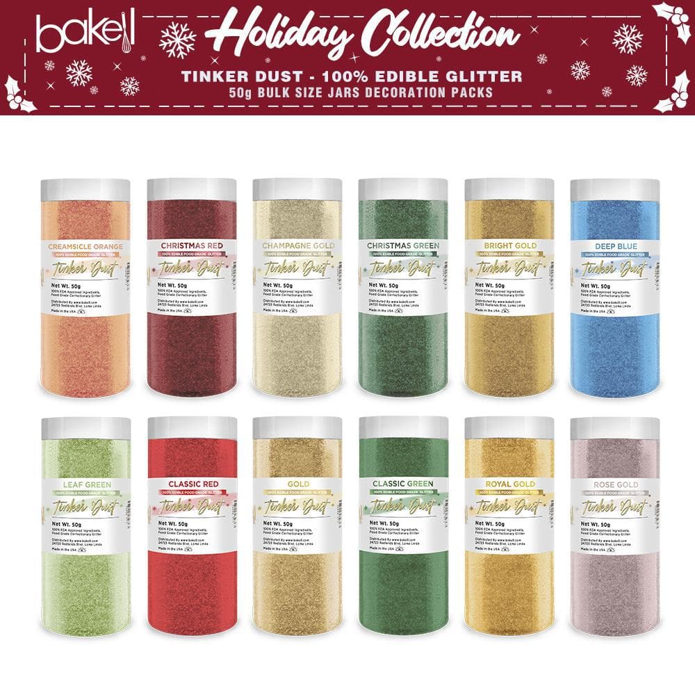 Christmas Collection Tinker Dust Combo Pack A (12 PC SET) 50 Gram Jar - Perfect for Holiday Crafts, DIY Projects & Festive Decorations