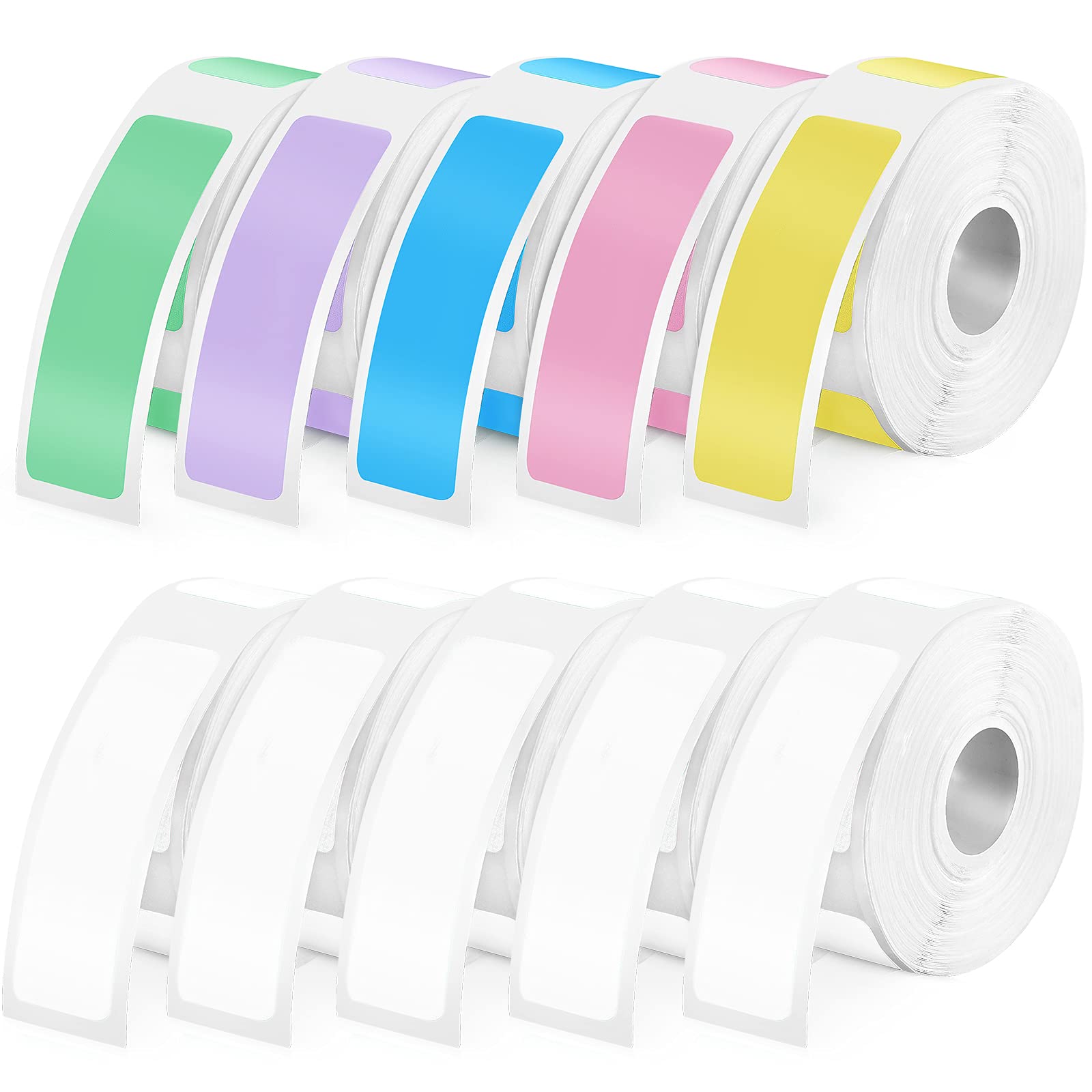 1600 Pcs Colorful Thermal Label Tapes 12x40mm - Compatible with D30 Portable Label Printer, Laminated Sticker Rolls for Office & Shipping (160 Pcs/Roll) - Perfect for Amazon FBA, Ebay & Ecommerce Packaging