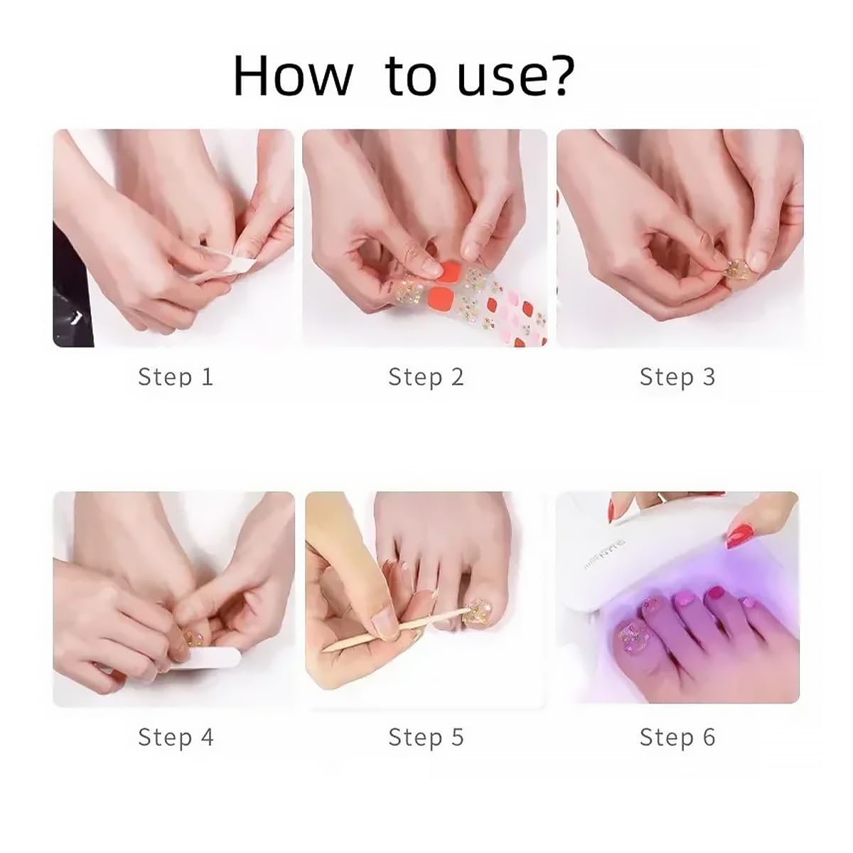 8 Sheets Glitter Toe Nail Stickers - Sparkly 3D Nail Wraps for Women | Self-Adhesive Nail Art Decals for Toes & Fingers | Waterproof & Long-Lasting | Perfect for Parties, Pedicures, Weddings, Vacations & Special Occasions | DIY Nail Design at Home, Salon, Spa & Beach Getaways | Easy Application & Removal