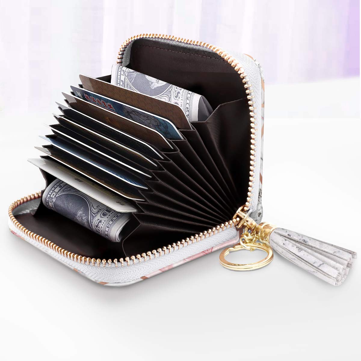 RFID Blocking Glitter Credit Card Holder for Women - Small Slim Wallet with Card Slots - Perfect for Travel, Shopping & Everyday Use