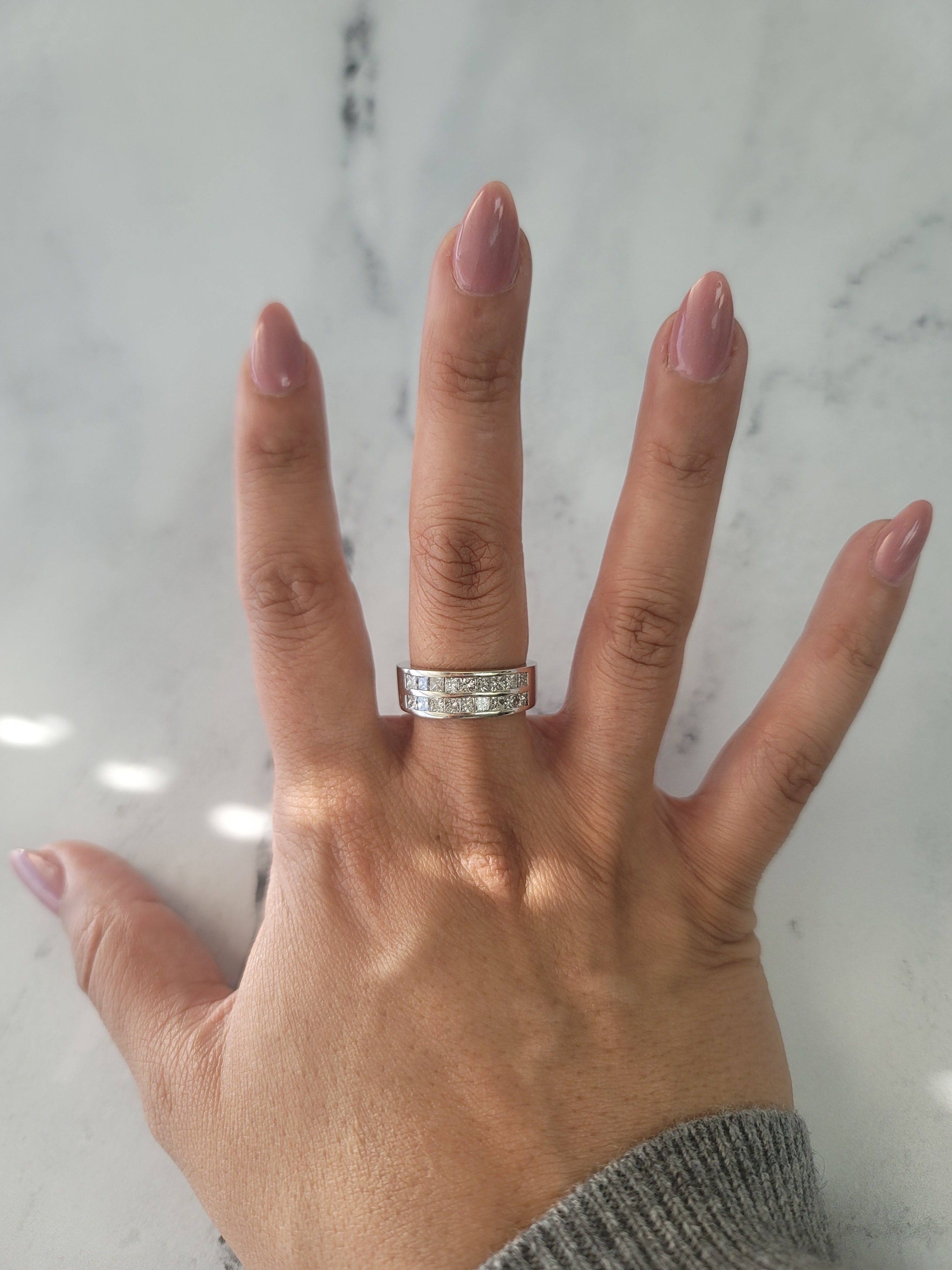1.75cttw Princess Cut Channel Wedding Band in 14k White Gold – Elegant Bridal Ring for Engagement, Anniversary & Special Occasions