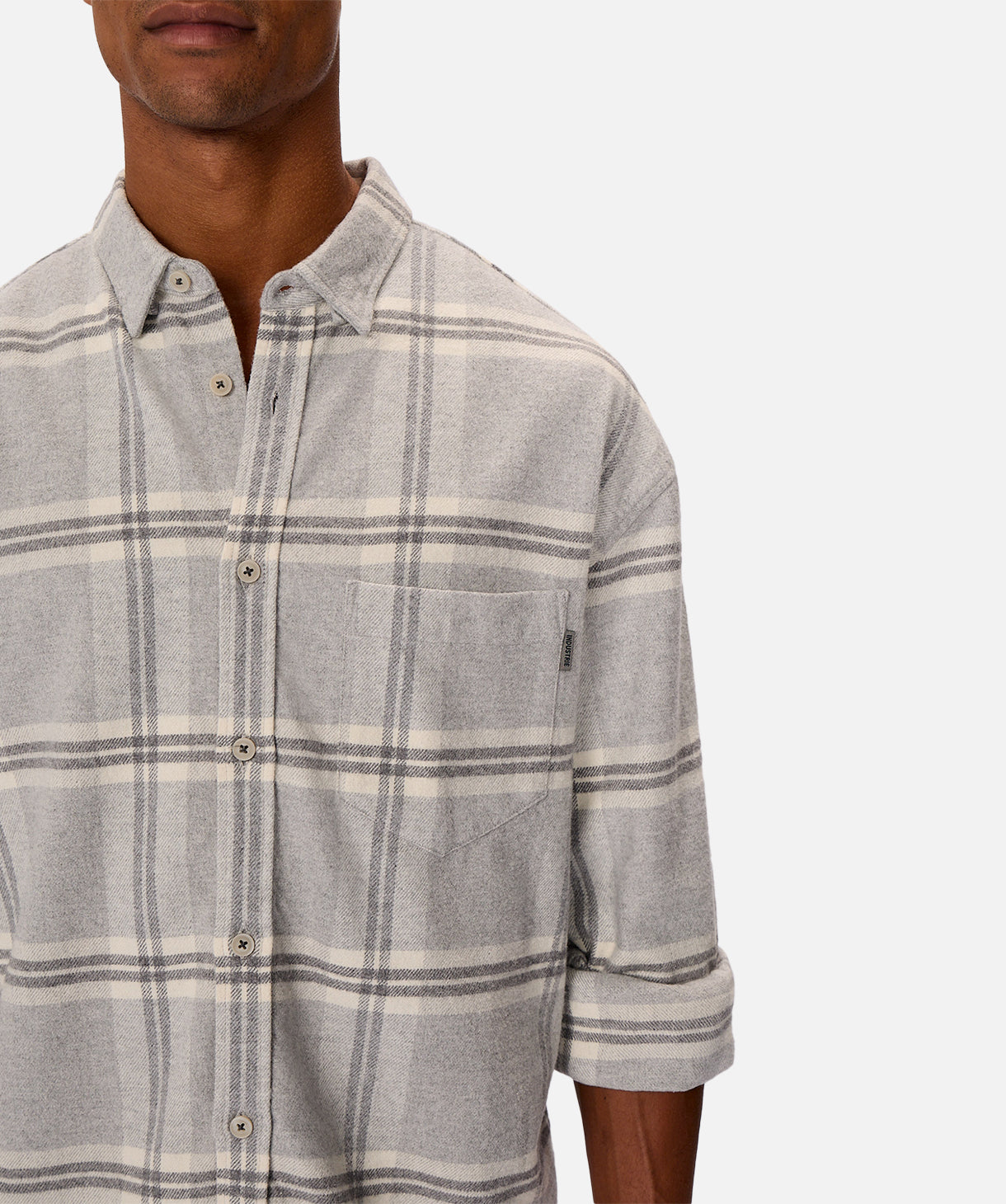 Premium Gloucester Long Sleeve Shirt - Grey & Cream Cotton Blend Men's Casual Button Up Shirt | Perfect for Office Wear, Date Nights & Smart Casual Outfits
