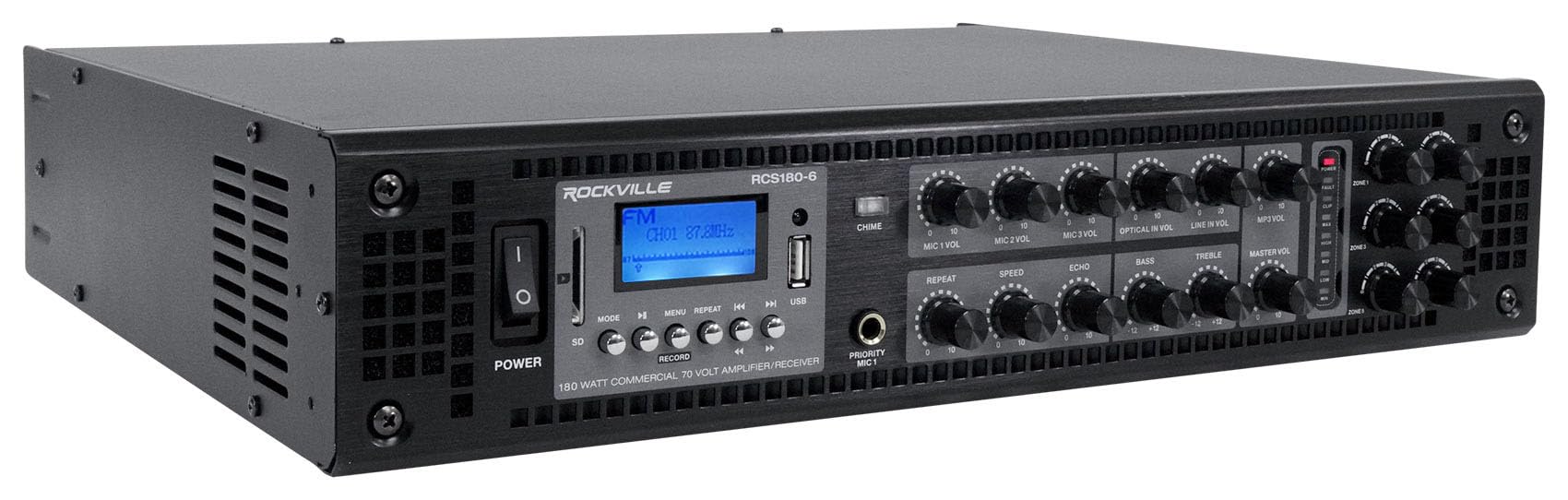 Rockville 6-Zone Commercial Amplifier + (10) 6.5