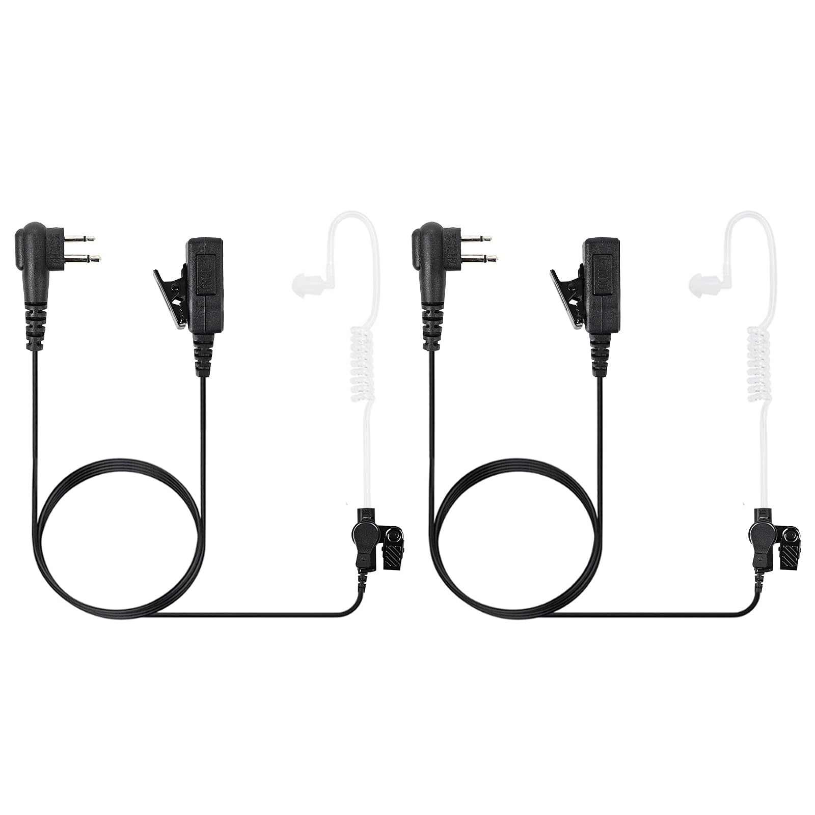 Motorola Walkie Talkie Headset with Microphone - 2 Pin Acoustic Tube Earpiece for CP200 GP2000 CLS1410 CLS1450 CLS1100 Models (2 Pack) - Ideal for Construction, Security & Event Communication