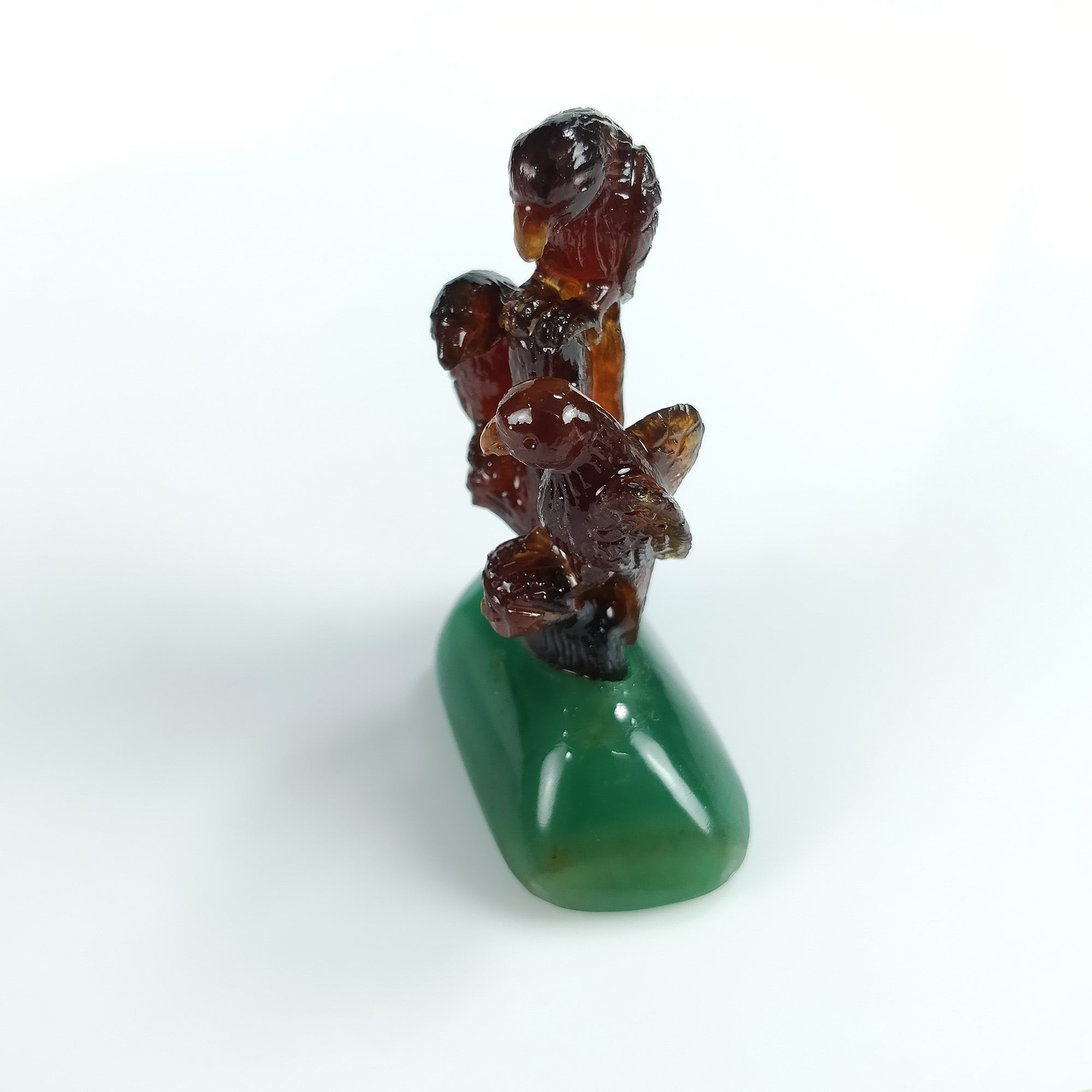 Natural Hessonite Garnet Gemstone Bird Carving - 218.50cts Untreated Cinnamon Hessonite with Quartzite - 63x43mm Handcrafted Jewelry for Meditation & Spiritual Healing