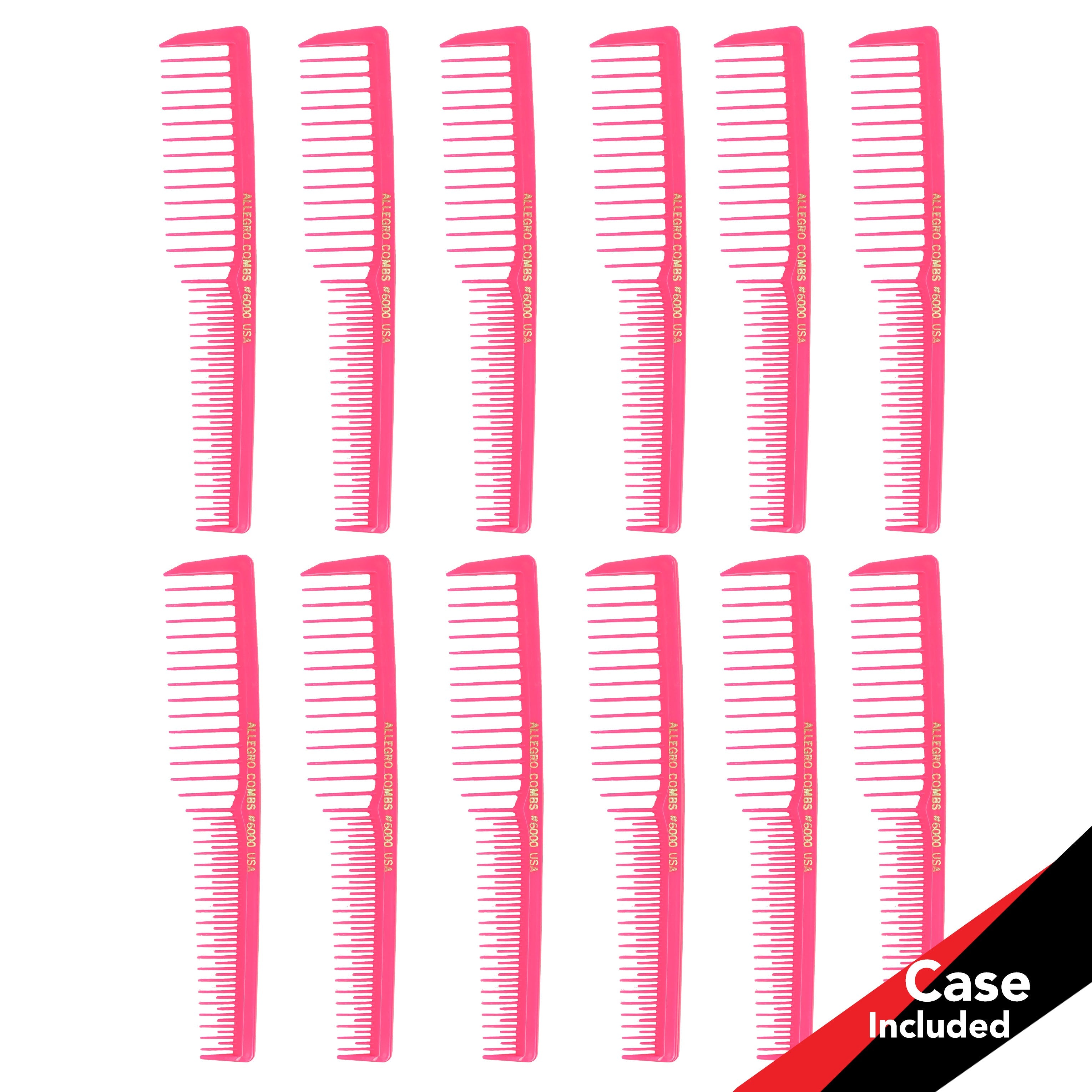 Allegro Combs #6000 Wide Tooth Teasing Vented Hair Comb - 12 Pack for Styling, Detangling & Volumizing - Perfect for Salons, Home Use & Travel