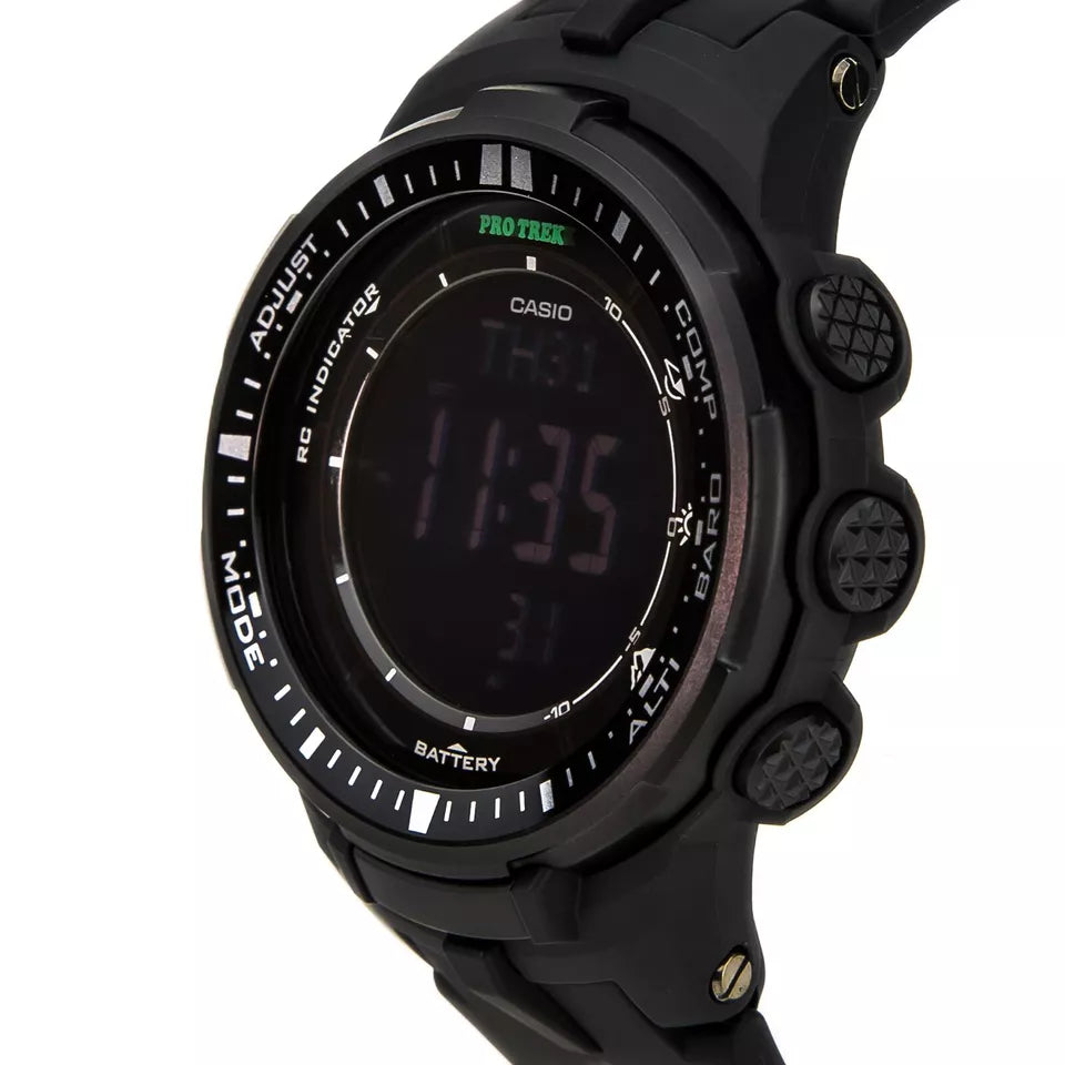 Casio PRW3000 Pro Trek Solar-Powered Digital Watch with Altimeter, Barometer, Compass - Outdoor Adventure, Hiking, Camping Gear for Men