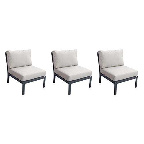 TK Classics Lexington Armless Sofa Set of 3 in Ash - Modern Living Room Furniture for Small Spaces, Apartments & Home Theater Seating