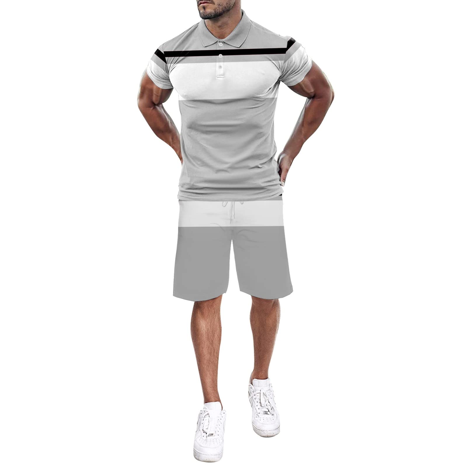 Men's Summer 2-Piece Outfit - Short Sleeve T-Shirt & Shorts Set for Party & Beach