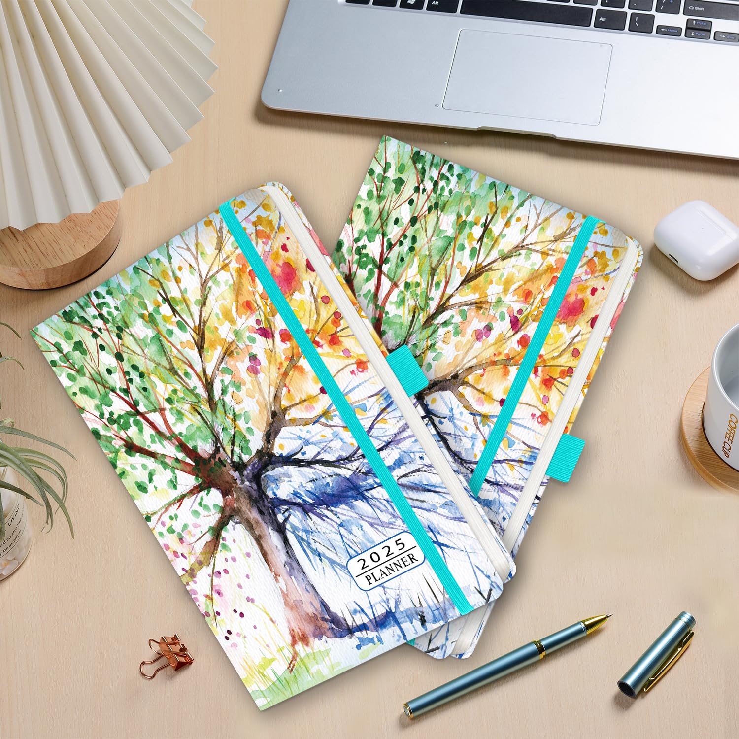 2025 A5 Weekly & Monthly Planner - ZXHQ Tree of Life Diary with Pen Holder, Built-in Pocket, Jan-Dec 2025 Full Year Planner (5.9