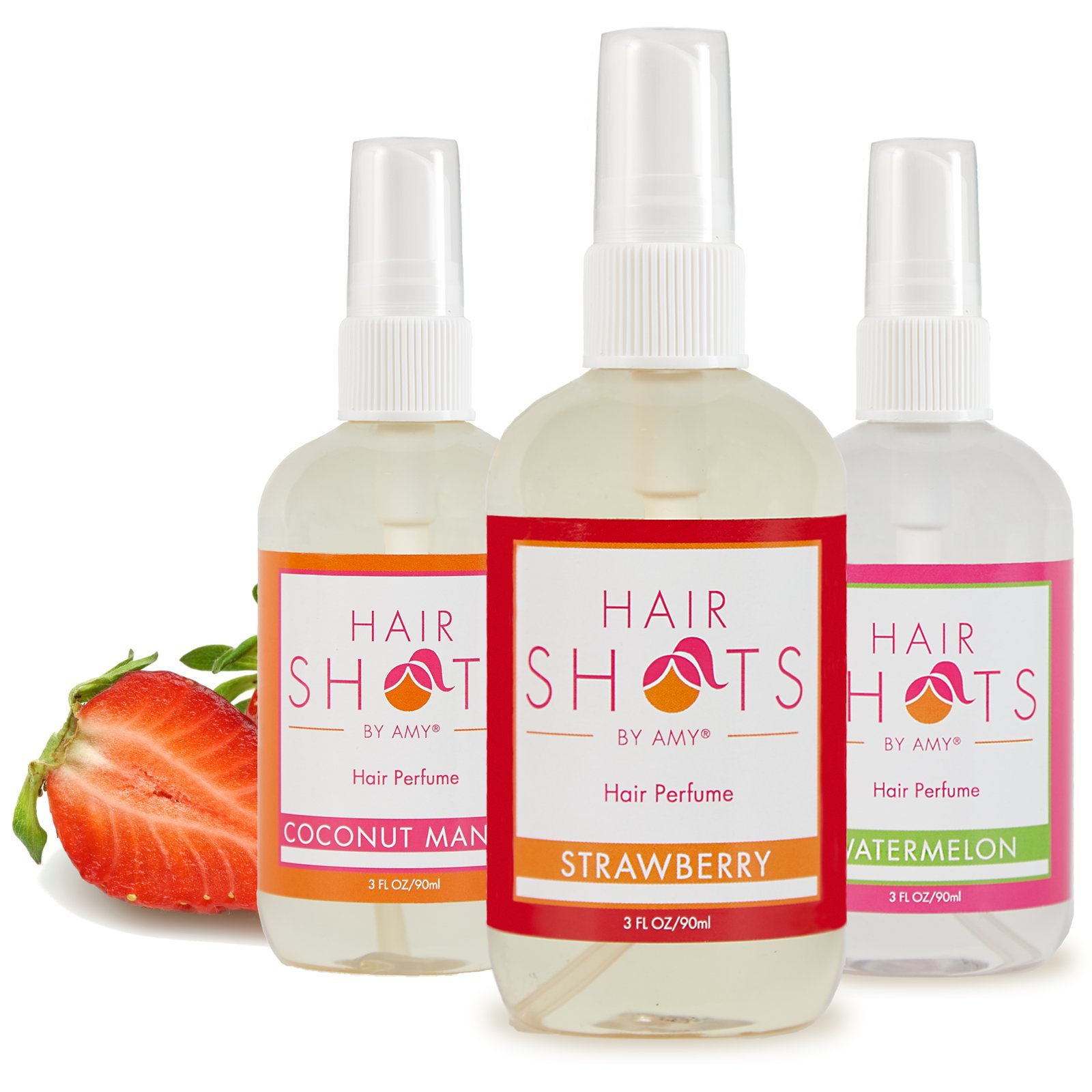 Heat Activated Hair Fragrance Spray Set - Summer Scent Collection (Coconut Mango, Strawberry, Watermelon) for Beach Days, Pool Parties & Vacation Style