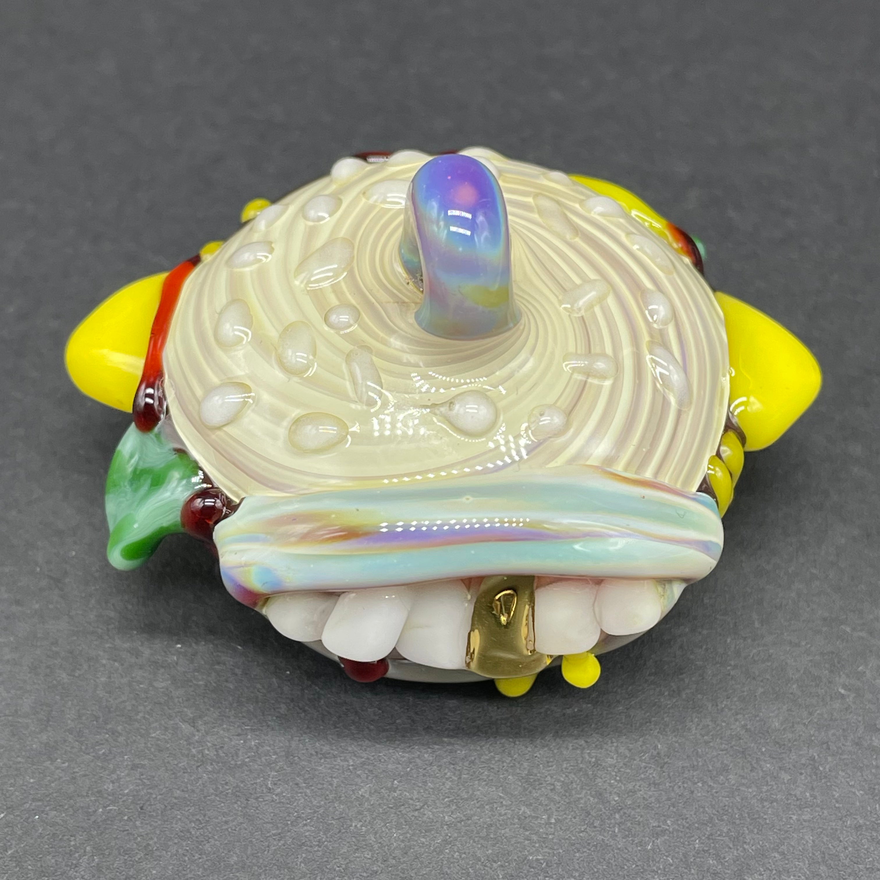 Handmade Glass Cheeseburger Pendant Necklace - Unique Food Jewelry for Burgers Lovers - Perfect Gift for Fast Food Enthusiasts & Fun Fashion Accessory
