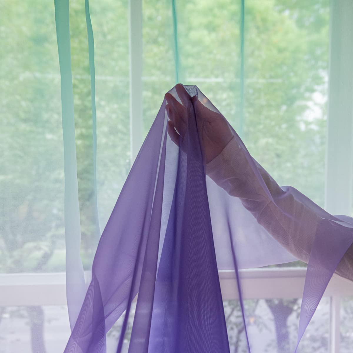 84 Inch Light Filtering Gradient Sheer Curtains - 2 Panels Voile Window Drapes with Rod Pocket for Bedroom, Living Room, Nursery & Kitchen | Soft Sunlight Diffusion & Privacy Protection