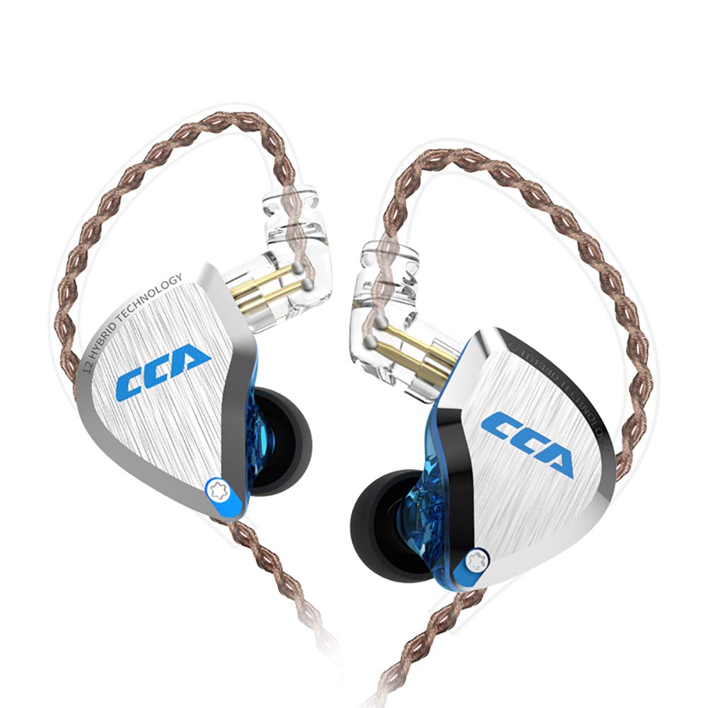CCA C12 5BA+1DD Hybrid HiFi Stereo In-Ear Monitors - Professional Noise Isolating Wired Earphones with Detachable 2Pin Cable for Musicians & Audiophiles (No Mic, Dream Blue) - Perfect for Studio Recording, Live Performances & Critical Listening
