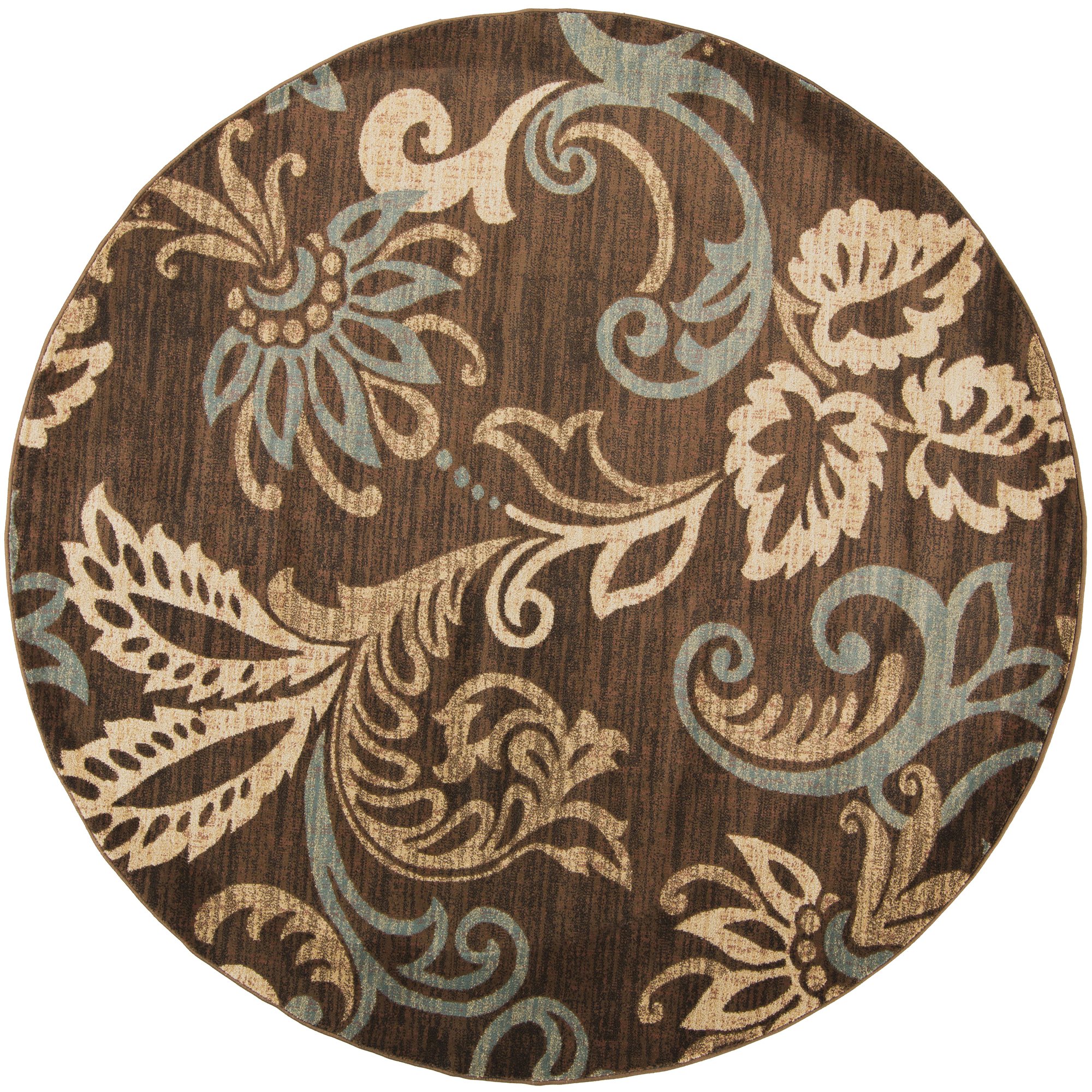 Premium Deacon Coffee Bean Design Transitional Round Area Rug - 8' Diameter Soft Non-Slip Living Room Carpet for Bedroom, Dining Room & Home Decor