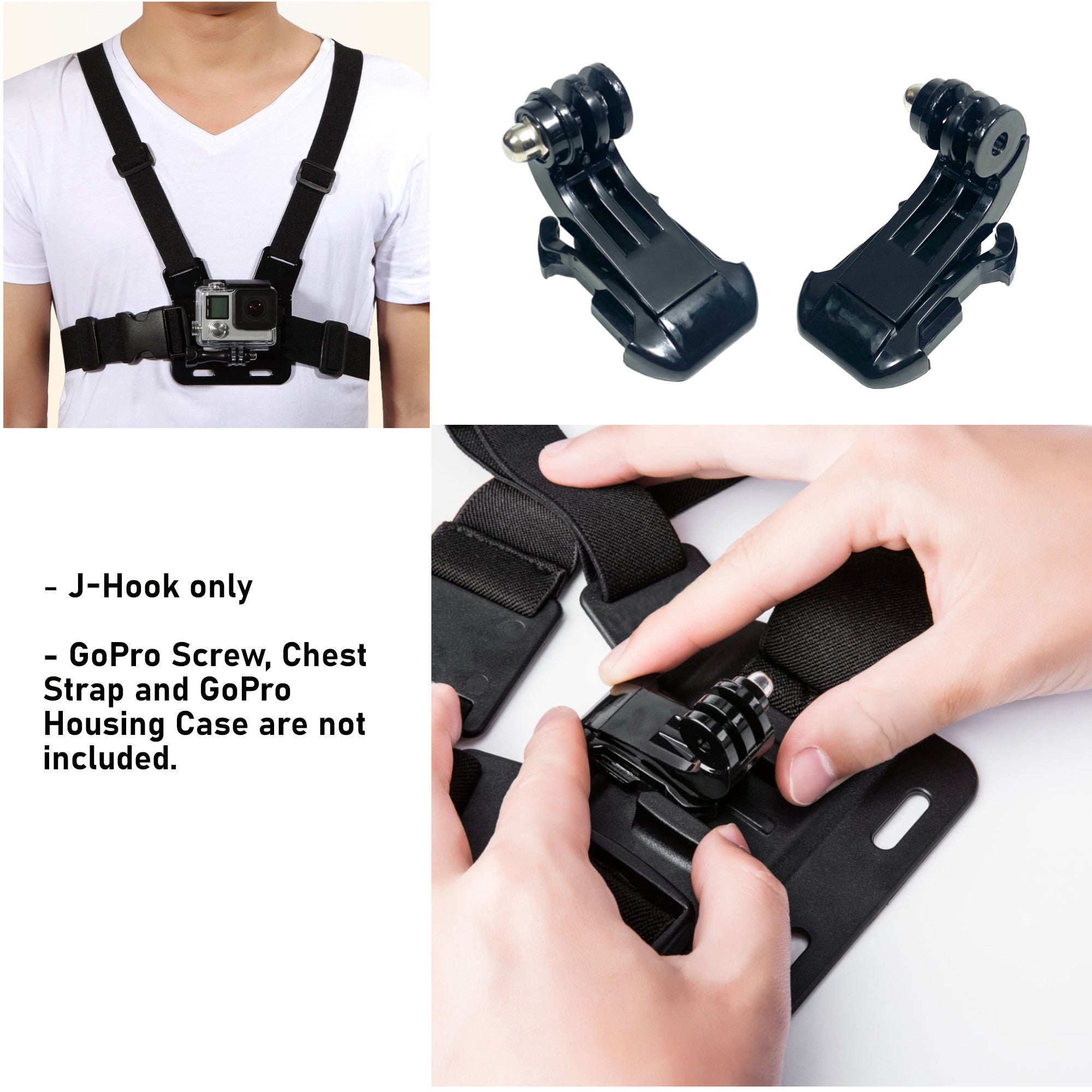 MaximalPower Vertical Surface J Hook Buckle Mount Adapter - Helmet Clip for GoPro Hero 2 3 3+ 4 5 6 7 8 (Black) - Perfect for Action Cameras, Cycling, Skiing & Outdoor Adventures