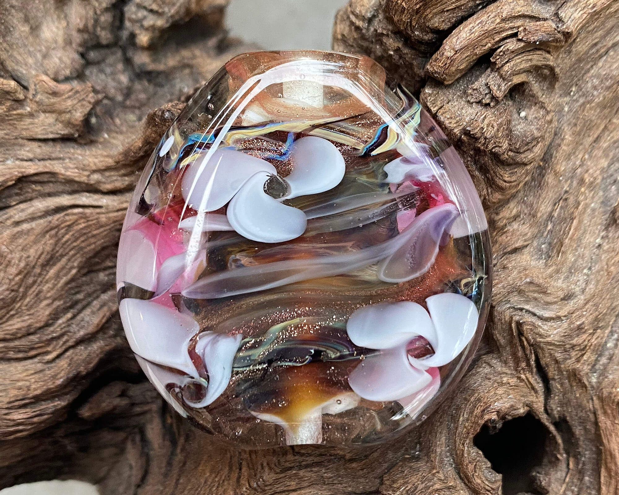 Japanese Cherry Blossom Lampwork Glass Focal Bead for Jewelry Making - Handmade Artisan Bead for Necklaces, Bracelets, DIY Crafts - Perfect for Spring & Wedding Accessories