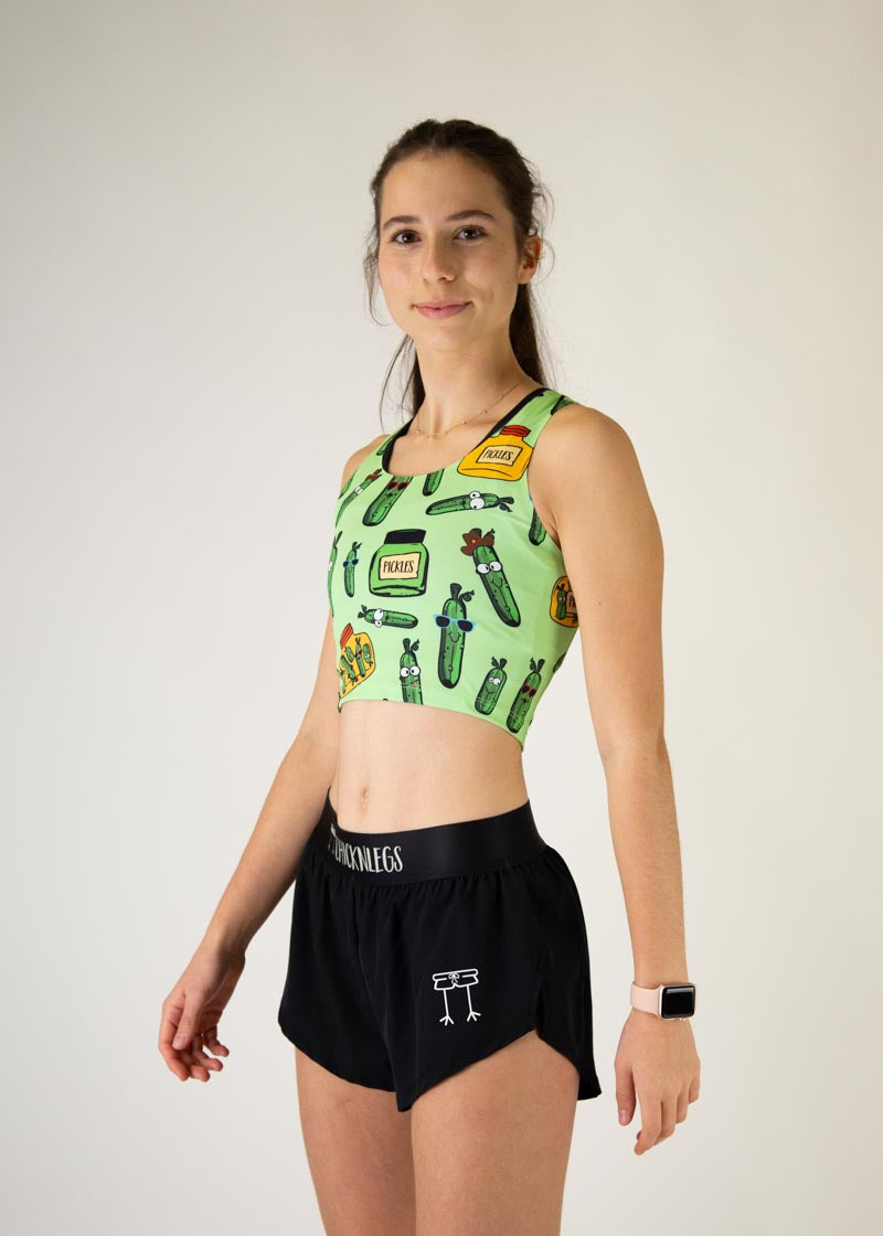 Pickles PWR Women's Crop Top - Trendy Athletic Workout Shirt for Running, Yoga & Gym - Comfortable & Breathable Fitness Apparel