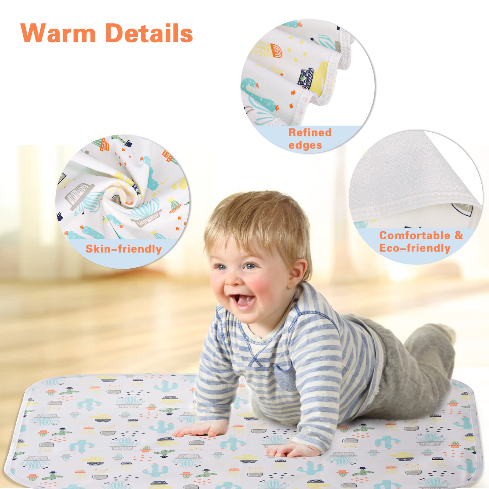 Waterproof Baby Diaper Changing Pad 3 Pack - Portable, Washable & Reusable Under Pads (27.5
