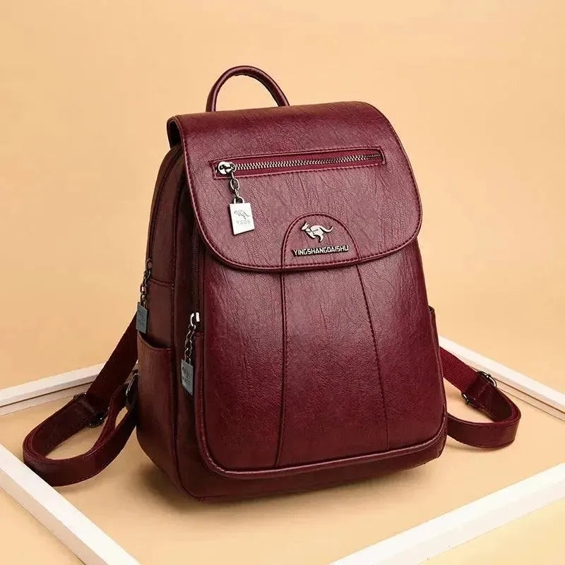 Vintage Soft Leather Women's Backpack - Stylish & Durable Purse for College, Travel & Everyday Use