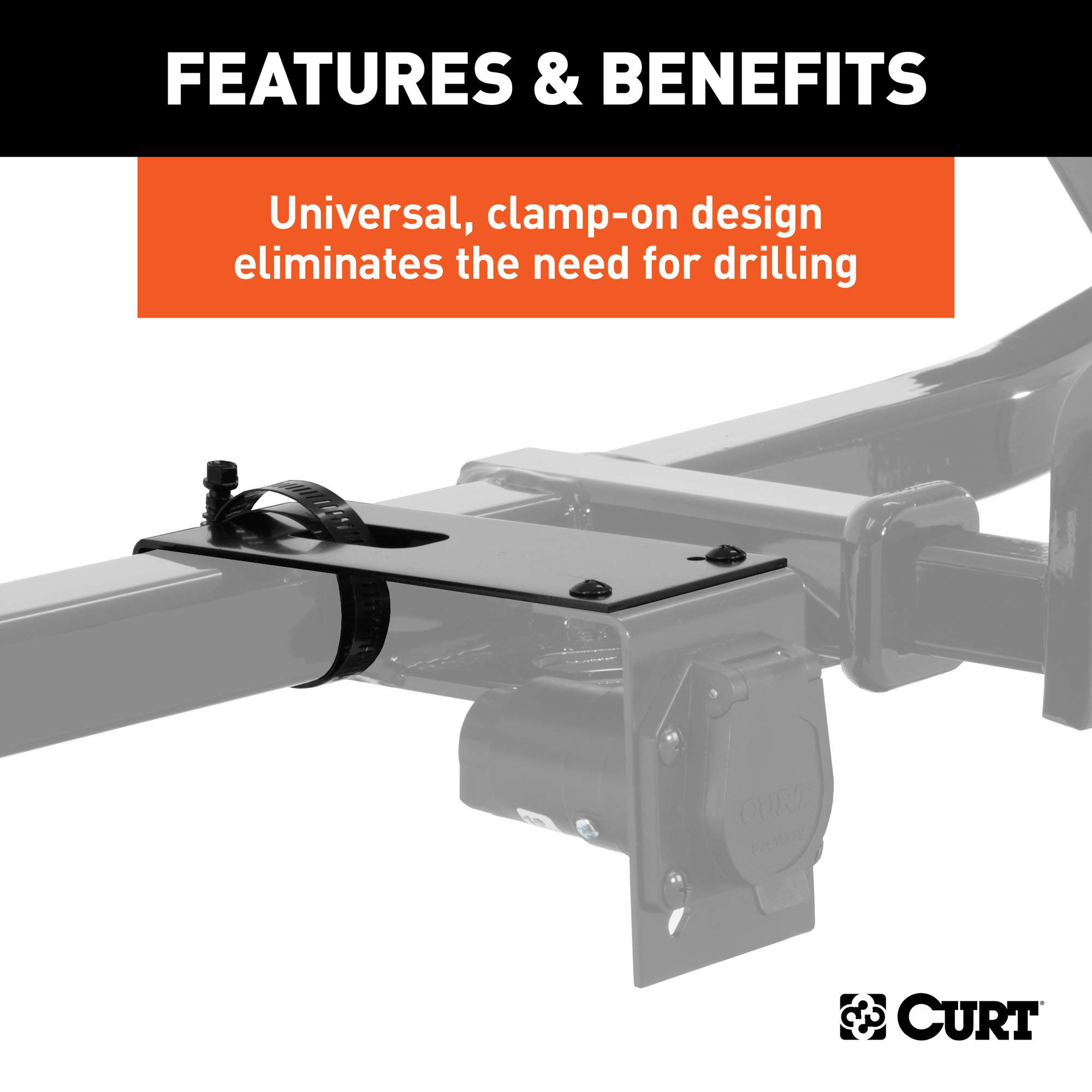 CURT 57201 12-Pack Vehicle-Side Trailer Wiring Harness Clamp-On Bracket Mounts - Compatible with 7-Way Round & RV Blade Connectors | Perfect for RV Trailers, Boat Trailers & Heavy-Duty Towing