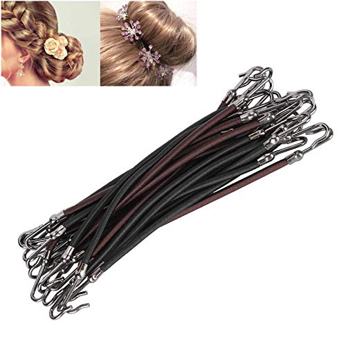20pcs Hair Bungee Cords with Hooks - Stretchable Ponytail Holders for Women & Girls - No Damage Elastic Hair Ties for Running, Yoga, Workout and Daily Styling