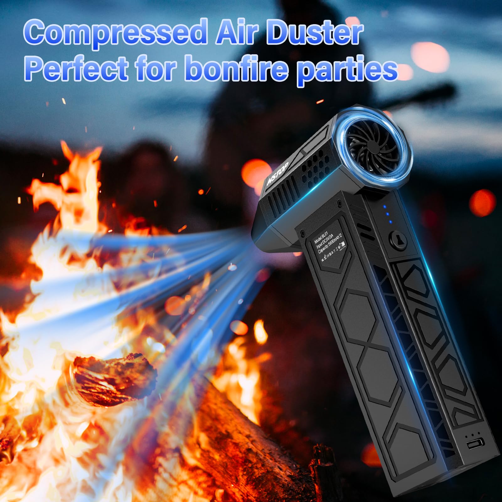 HSTOP 180,000 RPM Electric Air Duster with Flashlight - 10,000mAh Rechargeable Compressed Air Blower, 4-Speed Turbo Fan for Dusting Electronics, Keyboards, Cars & Home Cleaning - Multipurpose Jet Air Blower with Assist Lighting for PC, Laptop & Workshop Use