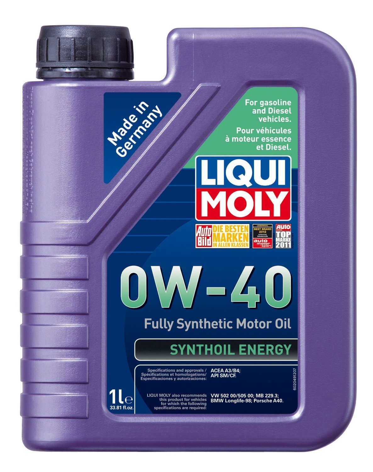 Liquimoly 2049 0W-40 Synthoil Energy Synthetic Motor Oil - 1 Liter (6 Pack) - Premium Engine Protection for High-Performance Cars, Trucks & SUVs - Ideal for Extreme Temperatures & Long-Distance Driving