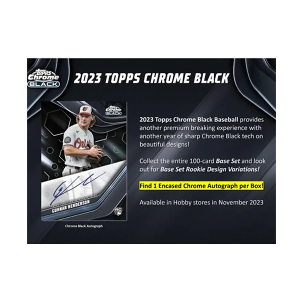 2023 Topps Chrome Black Baseball Hobby Box - Premium Trading Cards Collection for Collectors & Fans - Perfect for Gifts, Investments, and Game Day Excitement