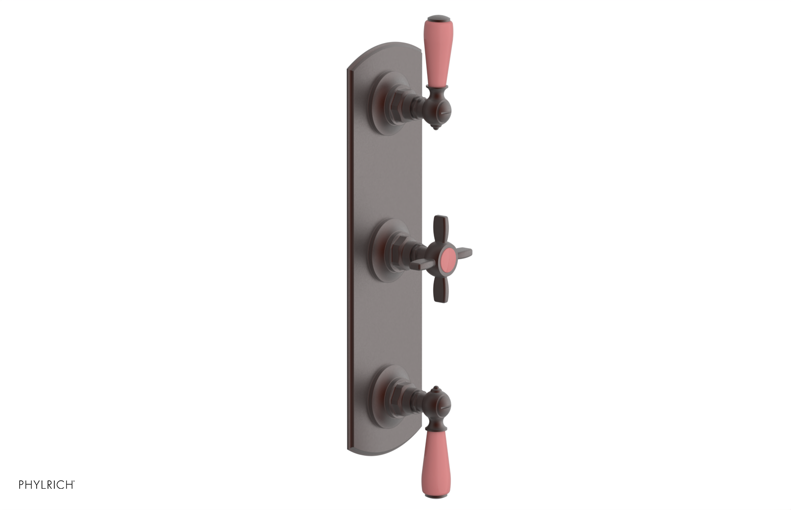 Jamestown Thermostatic Shower Valve with Dual Volume Control - Pink Accented Bathroom Fixture for Modern & Vintage Bathroom Renovations