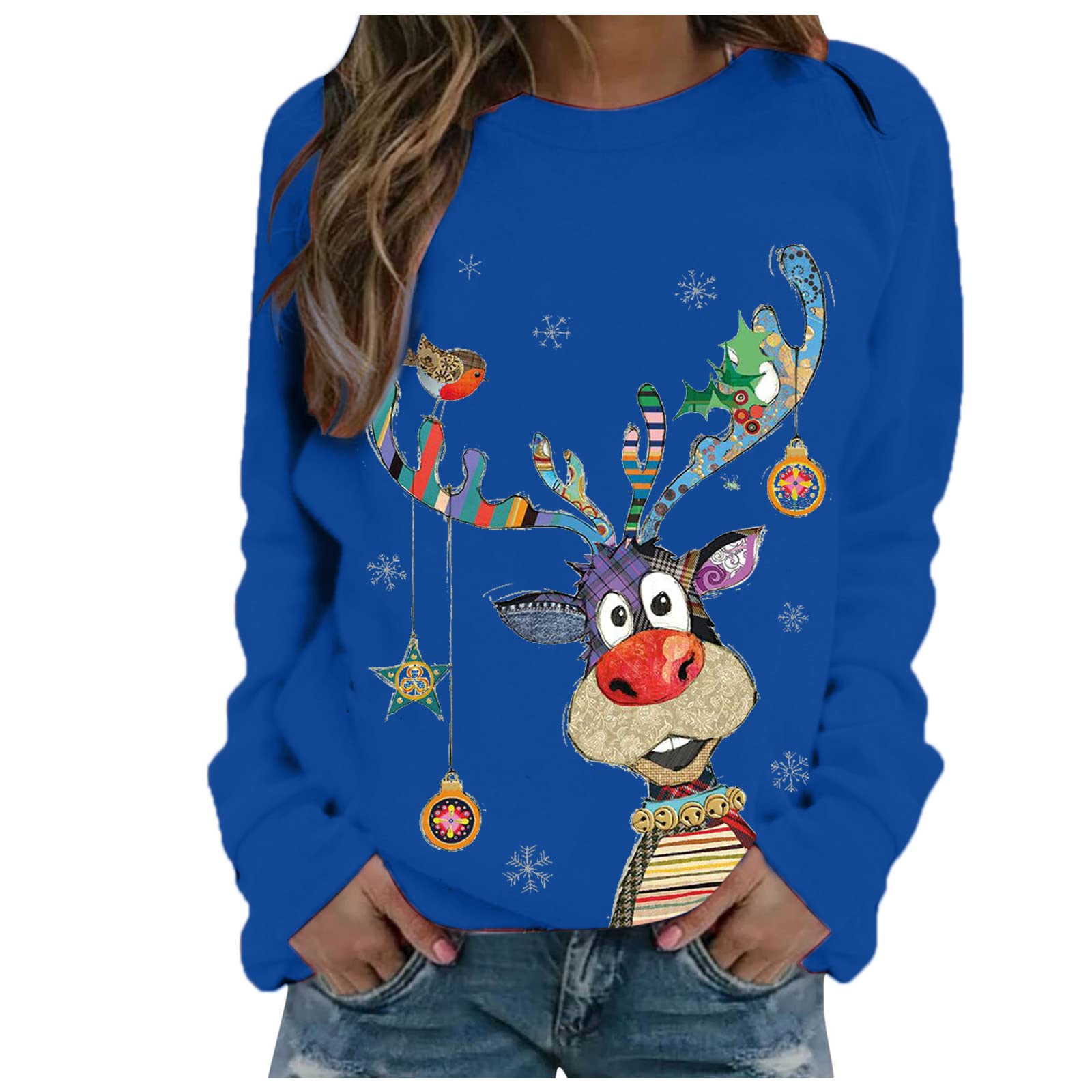 Funny Christmas Sweater for Women Plus Size - Long Sleeve Pullover Holiday Fashion Sweater | Perfect for Ugly Christmas Party, Family Gatherings & Festive Photos