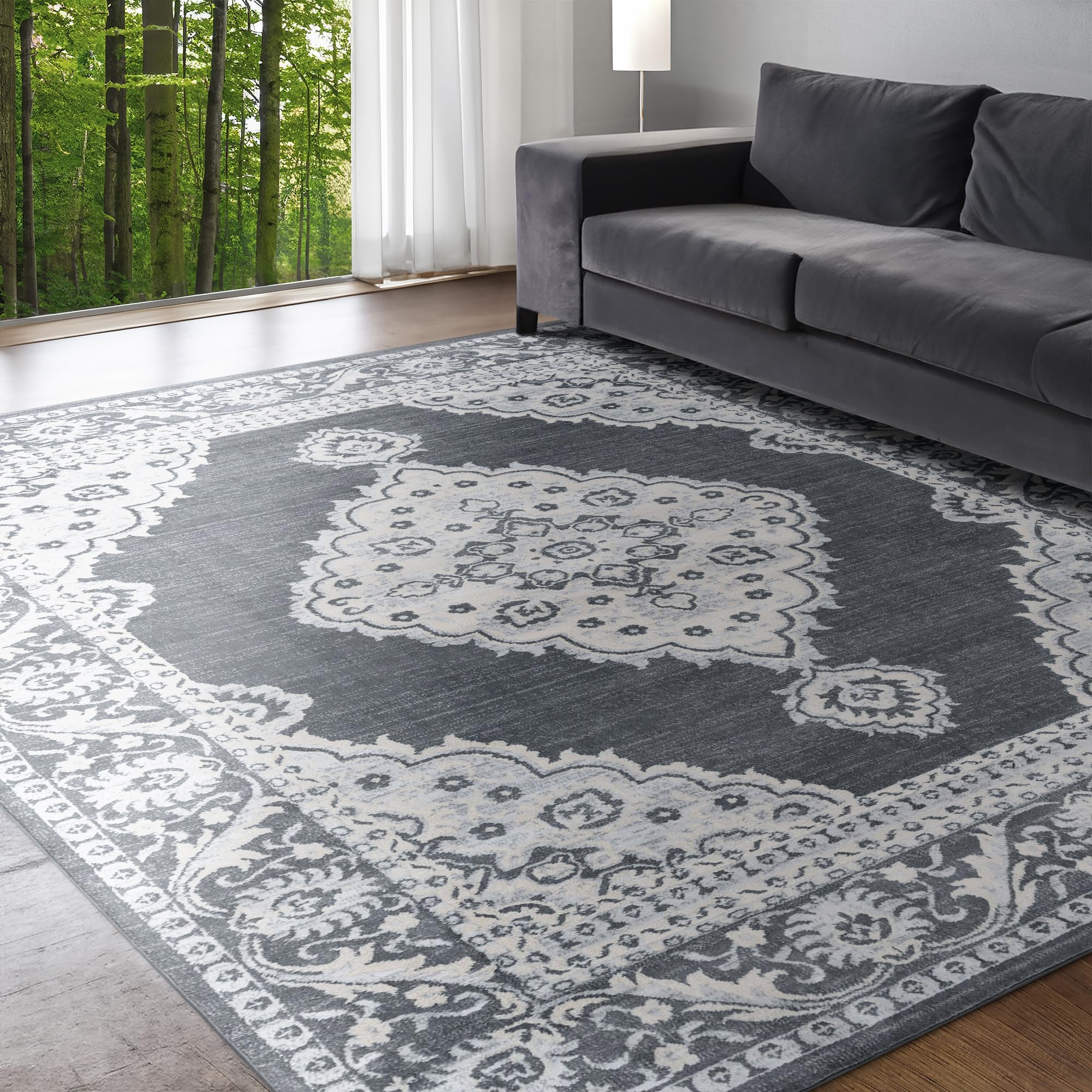 Dark Gray Modern 5x7 Area Rug - Soft Contemporary Carpet for Living Room, Bedroom, Dining Room & Kitchen - Non-Slip Indoor Rug for Home Decor - Perfect for Entryway, Office or Apartment