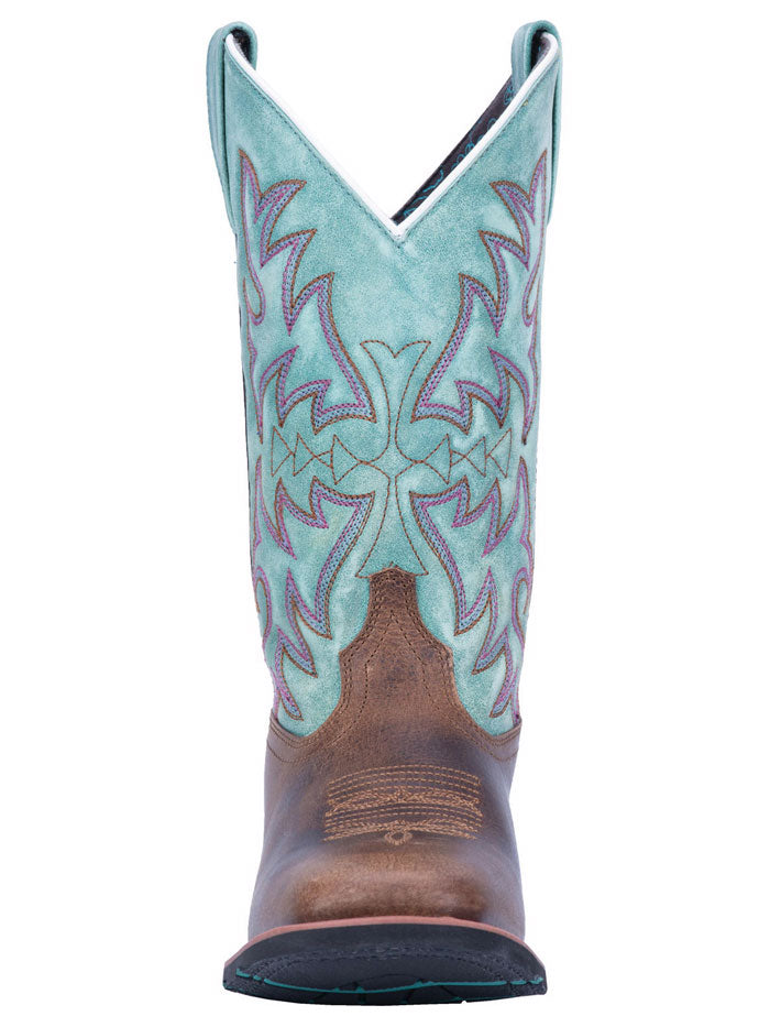 Laredo 5607 Women's ANITA Square Toe Western Boots - Brown Turquoise Cowgirl Boots for Country Dancing & Rodeo Events