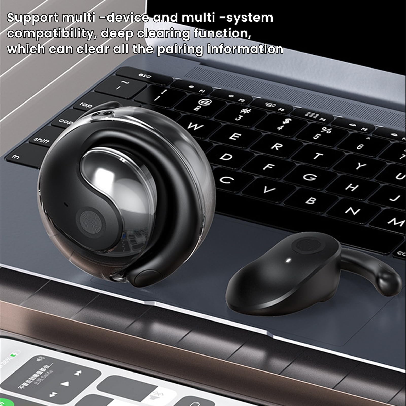Detull Wireless Earbuds Bluetooth 5.3 Headphones - Over Ear Waterproof Bluetooth Headset for iPhone Android Laptop - 3D Holographic Stereo Earphones for Office Work, Running, Gym & Travel (White) - Perfect for Commuting, Workouts and Daily Use