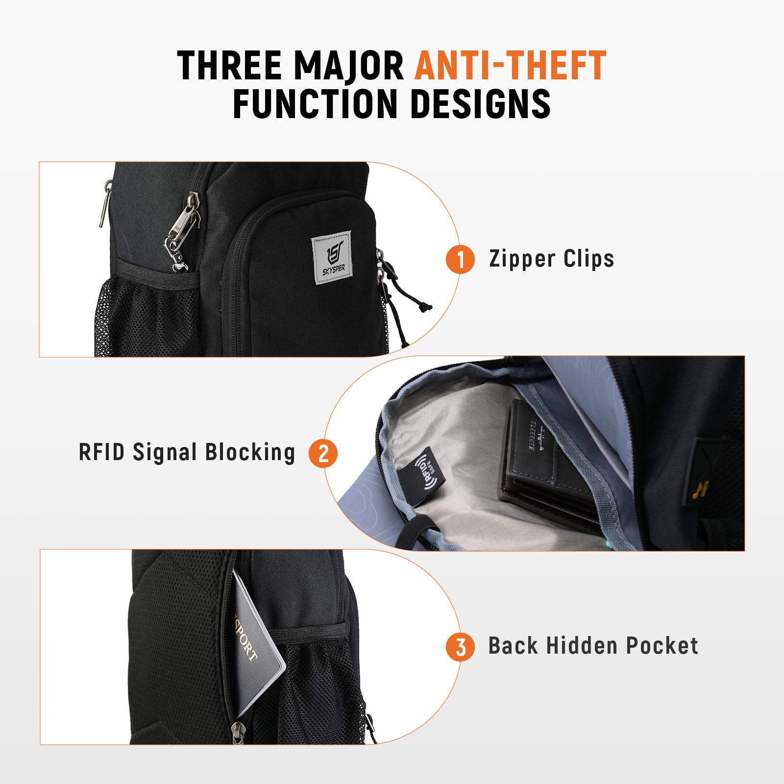 SKYSPER Anti-Theft Waterproof Travel Sling Bag for Men & Women - Lightweight Crossbody Shoulder Backpack for Hiking, Commuting & Daily Use - Secure Chest Pack with Adjustable Strap for Outdoor Activities & Urban Adventures