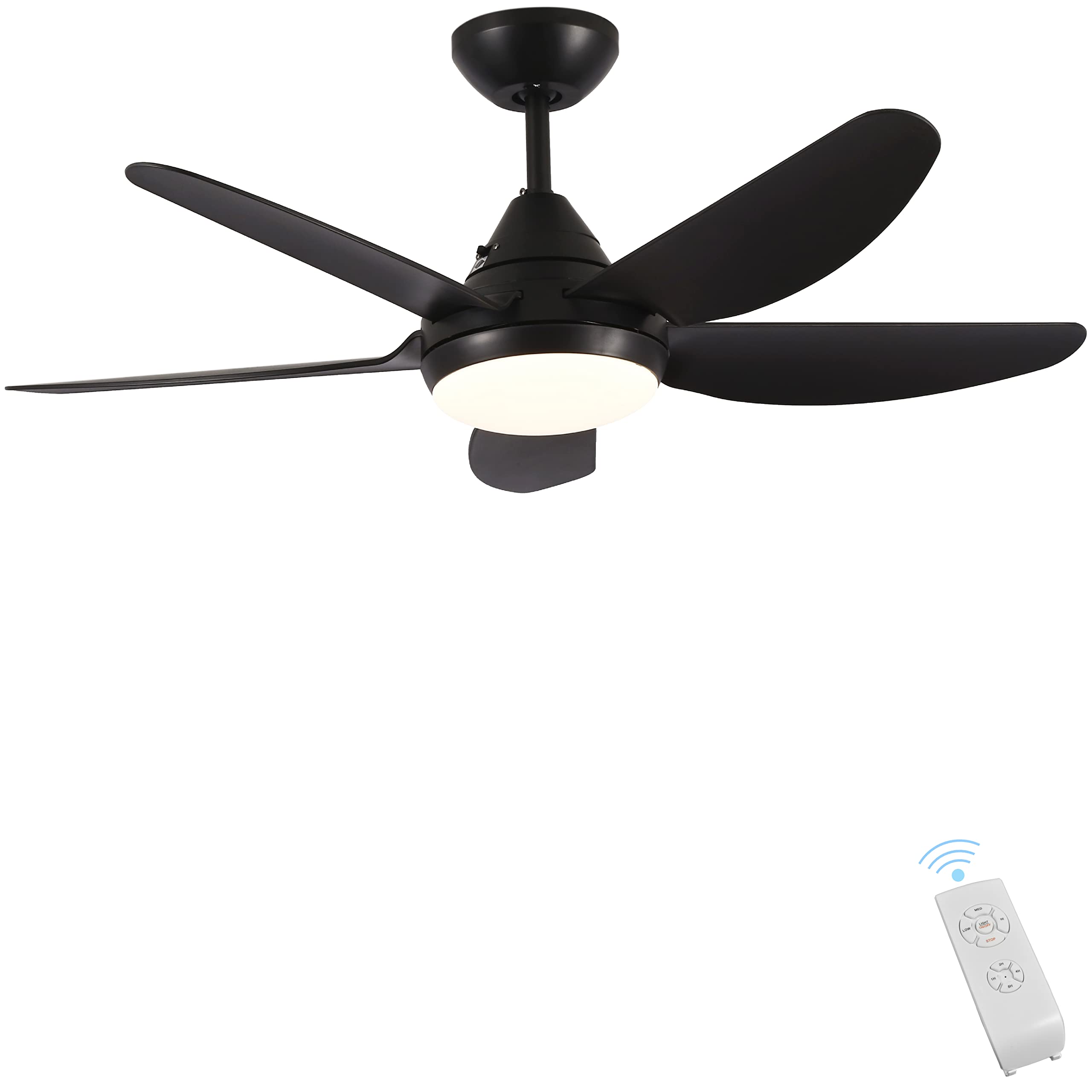 40 Inch Black Ceiling Fan with LED Light and Remote Control - 5 Blade Indoor Ceiling Fan for Bedroom, Living Room & Dining Room - Energy Efficient Quiet Motor - Perfect for Home Cooling and Decoration
