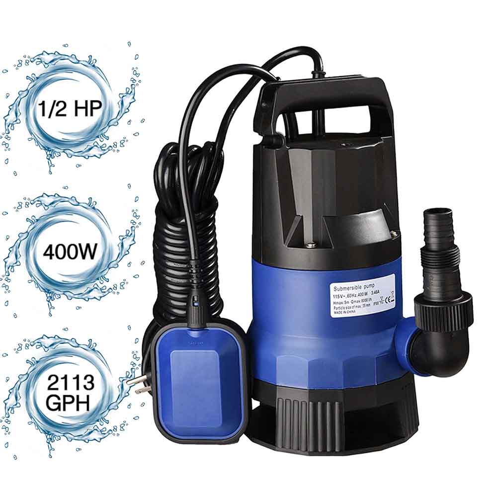 1/2HP Submersible Dirty Water Pump with Float Switch - Heavy Duty Utility Pump for Basement, Pool, Flood, and Sewage - TheLAShop