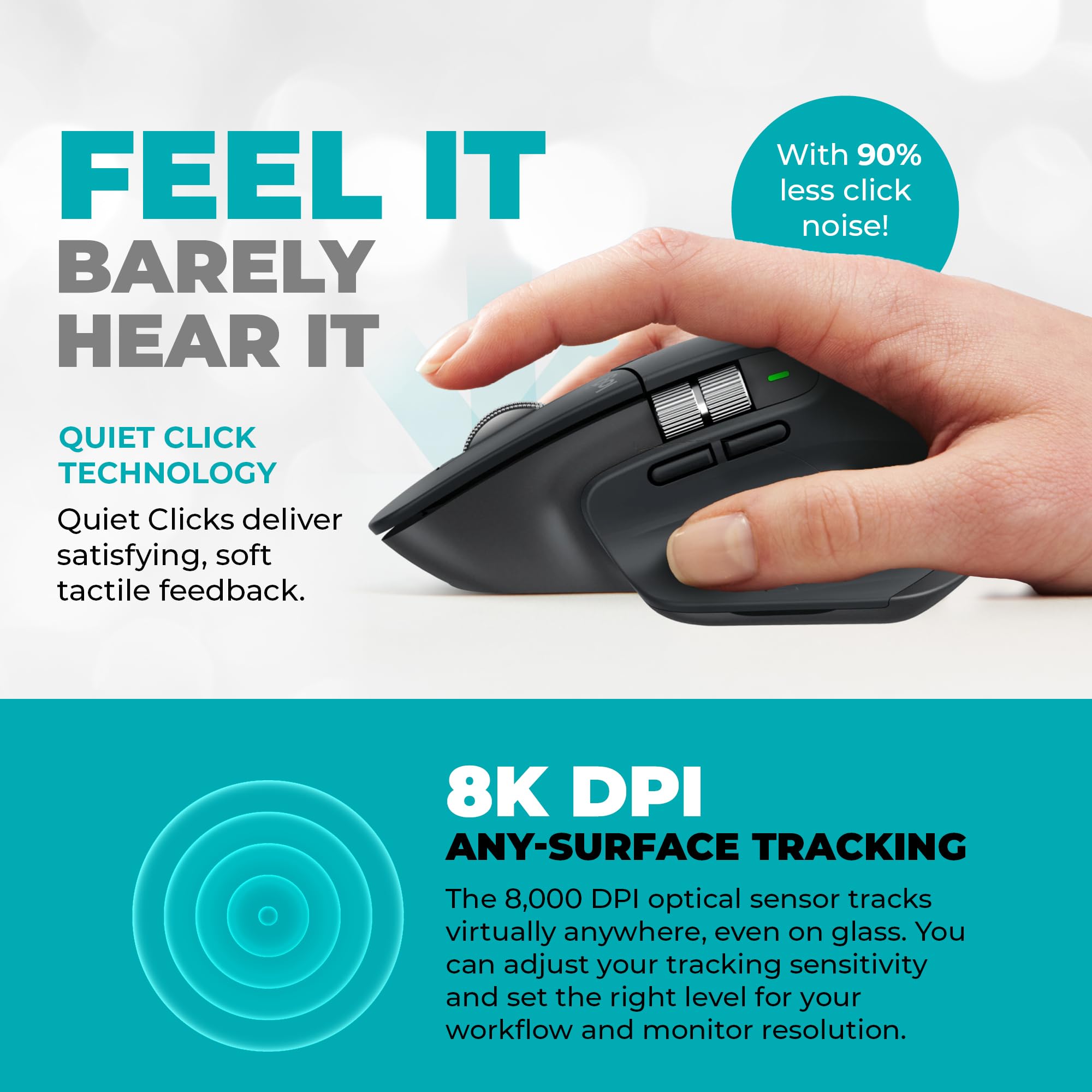 Logitech MX Master 3S Wireless Mouse with Black Mousepad & Microfiber Cloth - 8000 DPI Ergonomic Mouse for Mac/Windows/Chrome/Linux - Ultra-Fast Scrolling, Silent Clicks (Graphite) - Perfect for Office Work, Graphic Design & Gaming