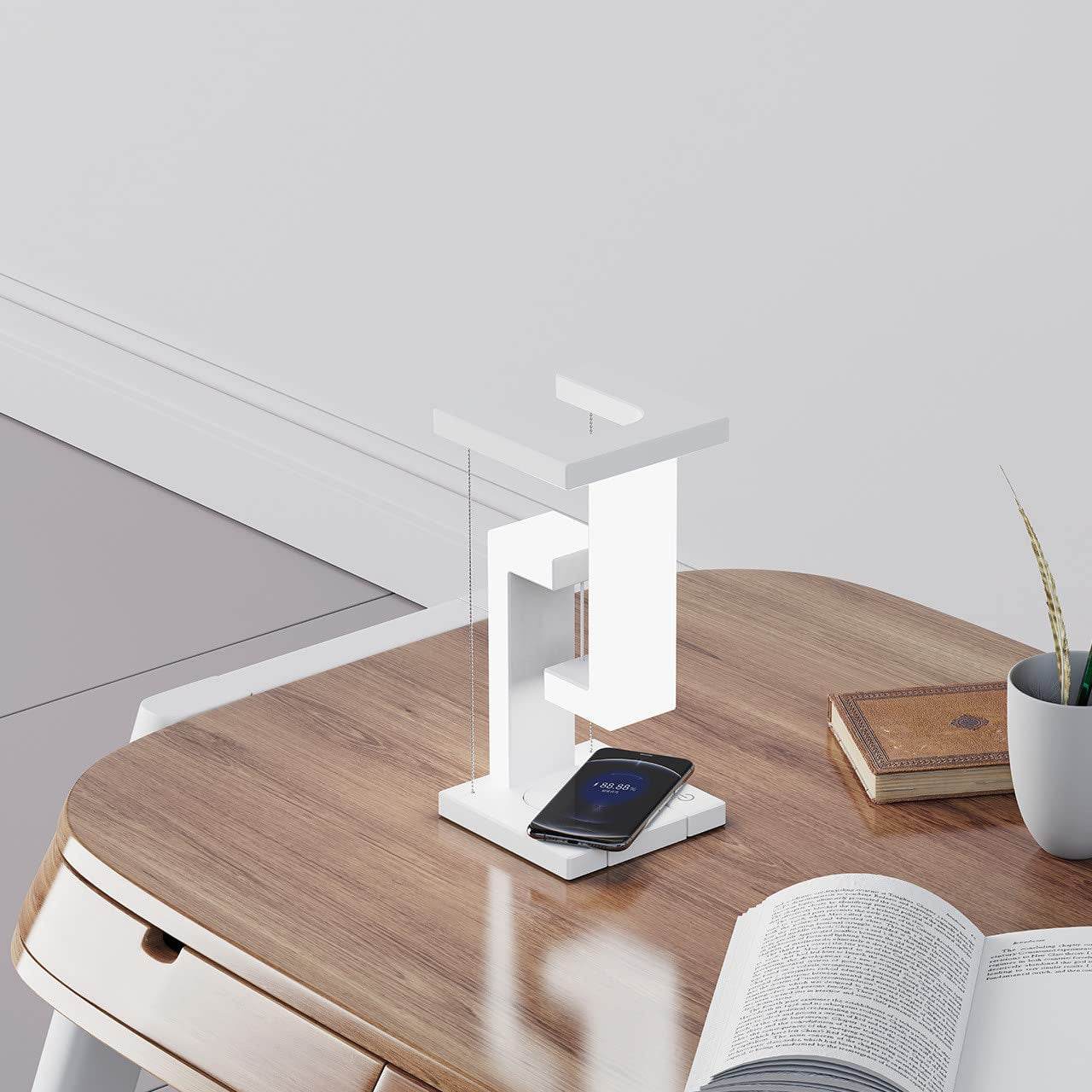 Cute Wireless Charging Table Lamp - Nightstand LED Light with Qi Fast Charging for iPhone, Samsung, AirPods - Perfect for Bedroom, Office, Nursery Decor